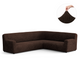 Corner Sofa Slipcover, Comfort Collection – Dark Brown, front view | Dark Brown