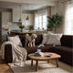 Corner Sofa Slipcover, Comfort Collection – Dark Brown, interior view with dog | Dark Brown