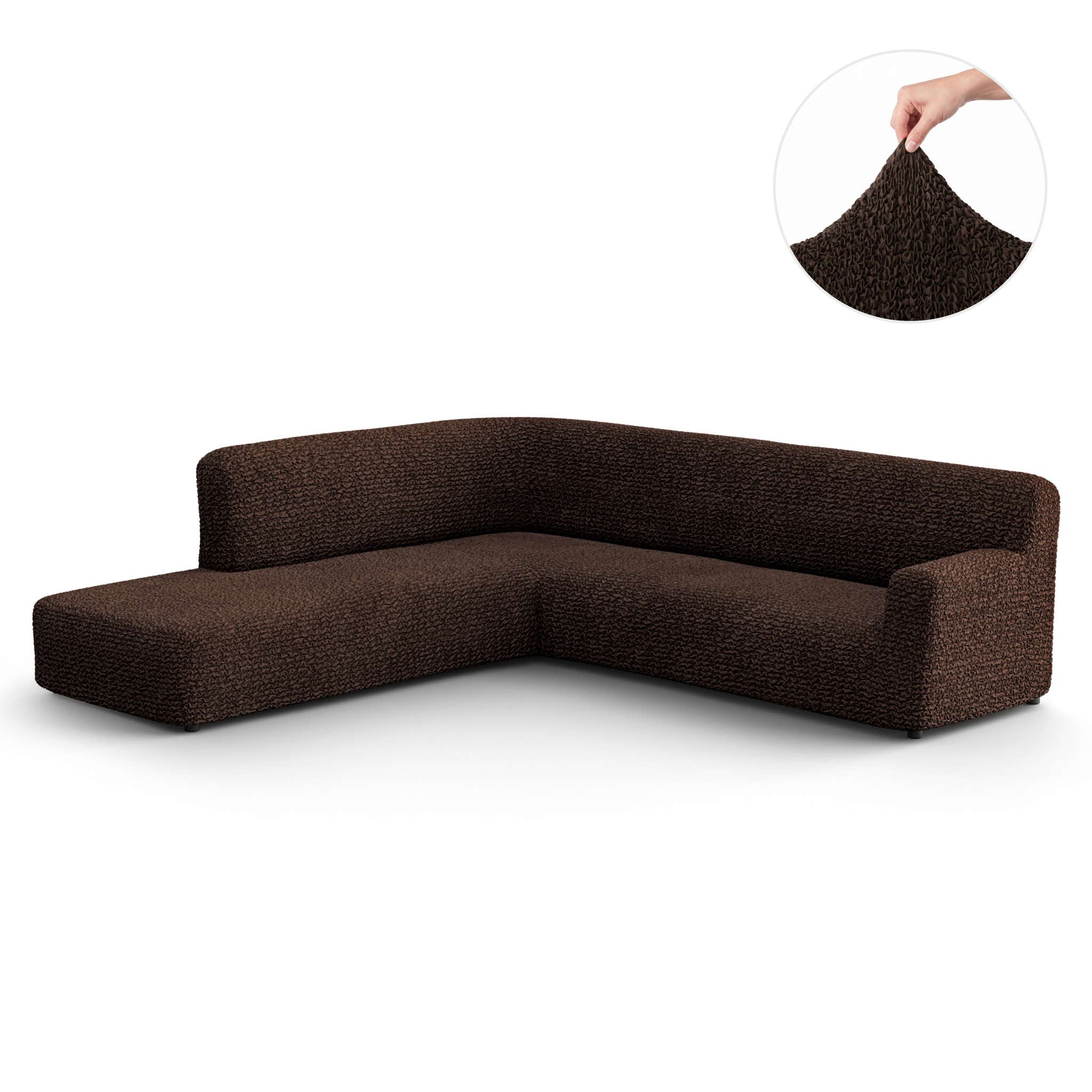 Fullback Support Sectional Sofa Slipcover (Left Chaise), Comfort Collection – Dark Brown, front view | Dark Brown