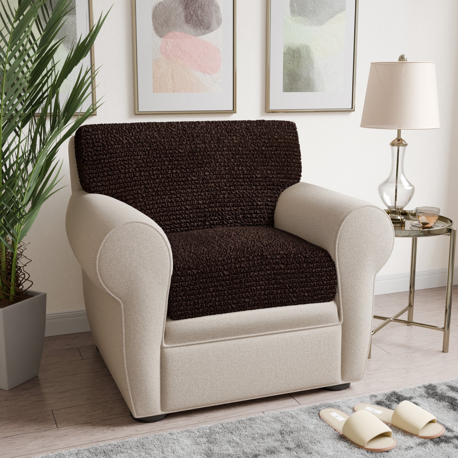 Dark Brown Back Cushion Cover, Microfibra Collection