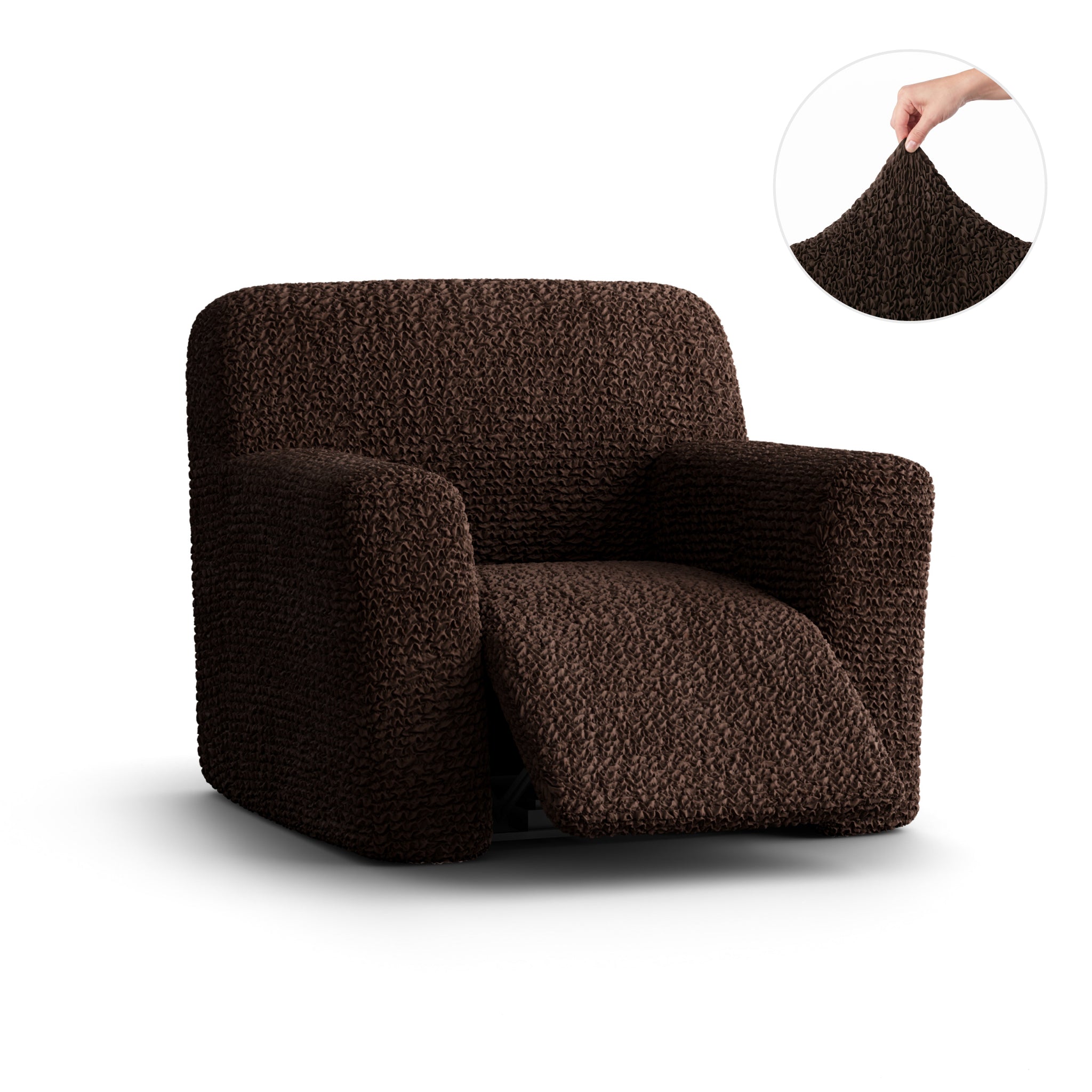 Reclining Armchair Slipcover, Comfort Collection – Dark Brown, product view | Dark Brown