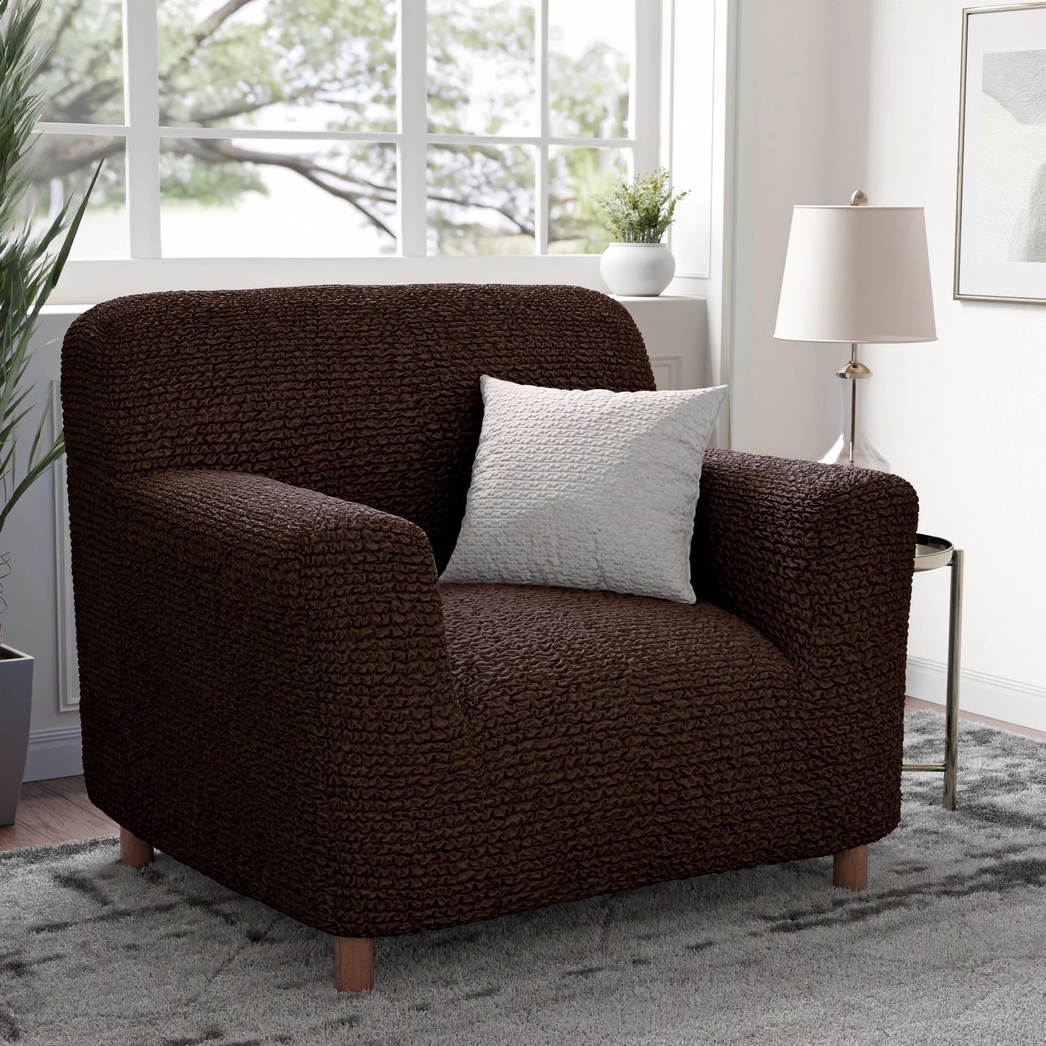 Dark Brown Armchair Slipcover, Microfibra Collection