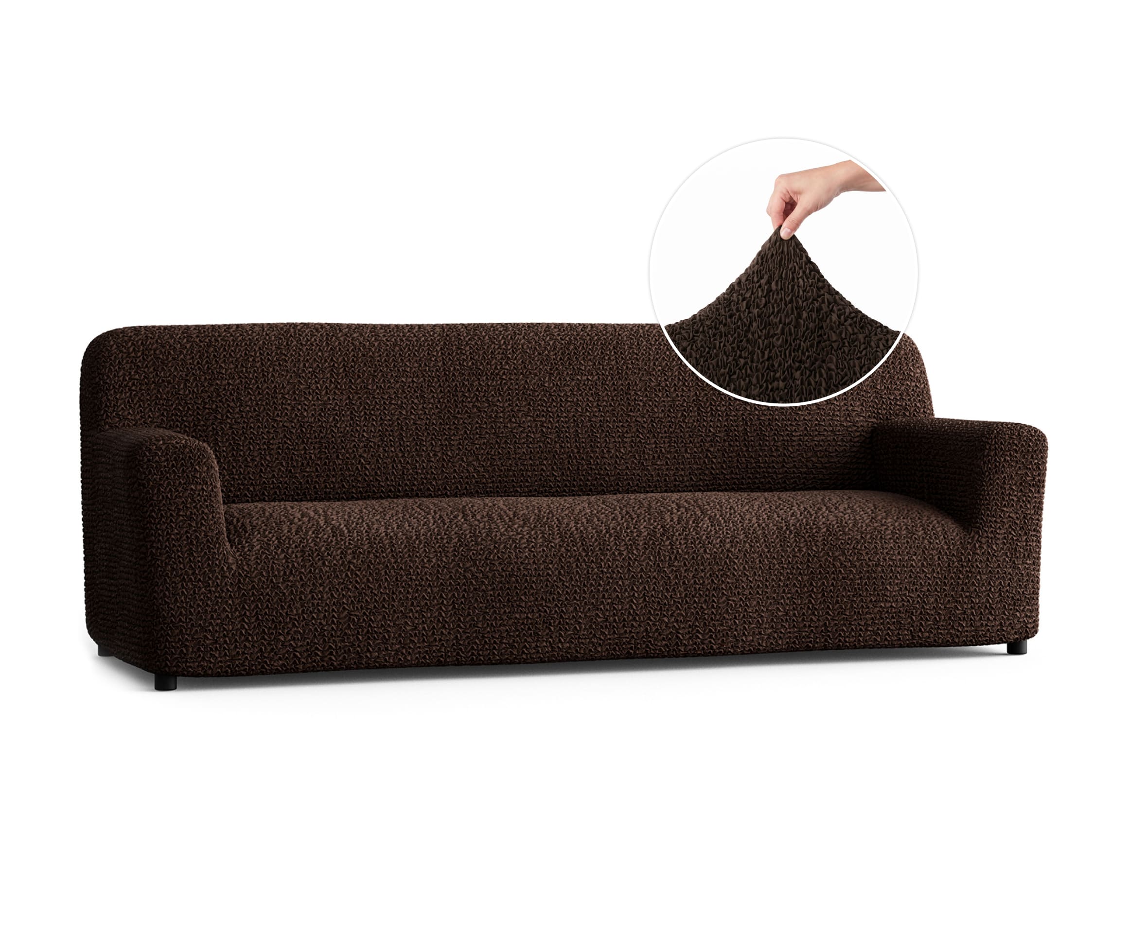 Sofa 4 Seater Slipcover, Comfort Collection – Dark Brown, front view | Dark Brown