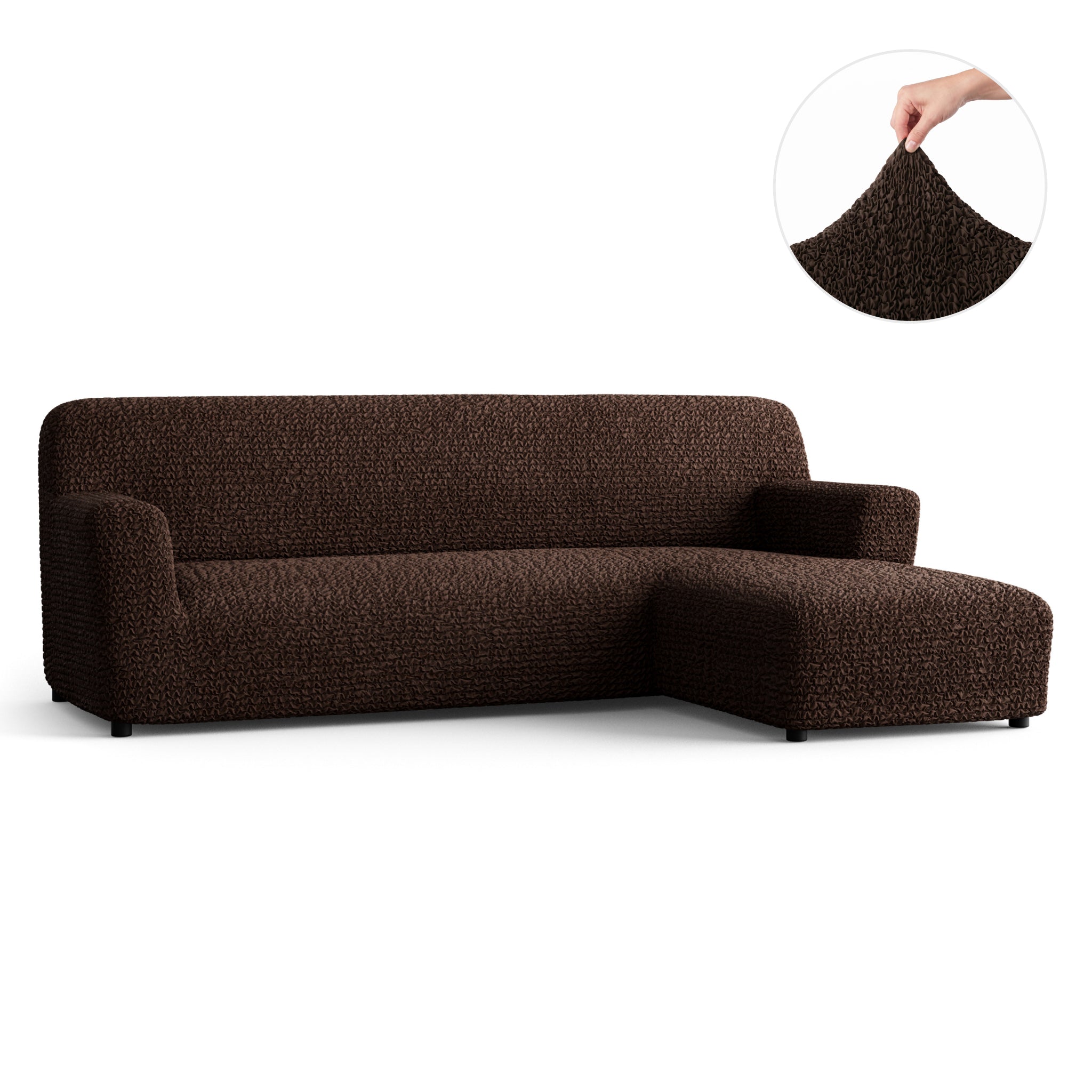 L-Shaped Sofa Slipcover (Right Chaise), Comfort Collection – Dark Brown, front view | Dark Brown