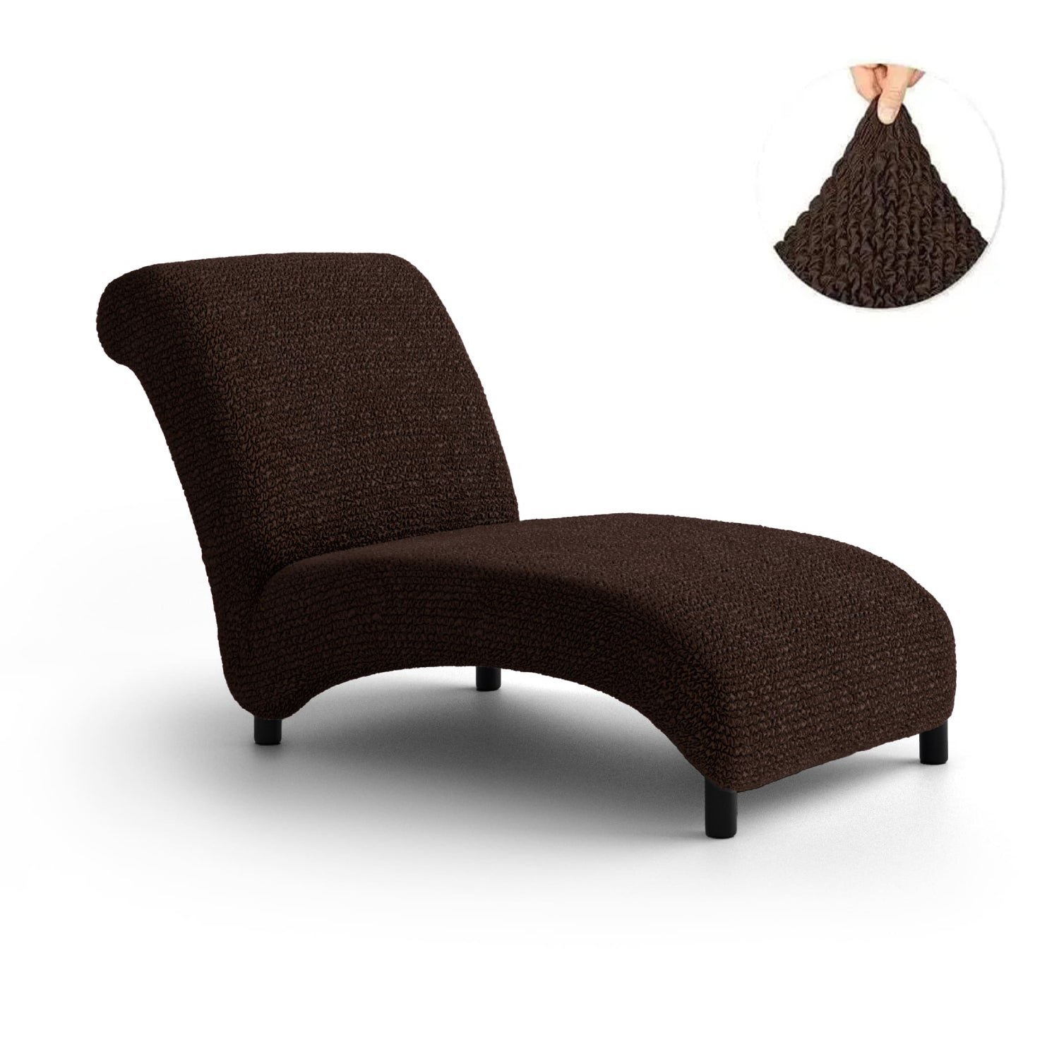 Dark Brown Armless Chaise Lounge Slipcover, Microfibra Collection