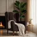 Dark Brown Wingback Chair Slipcover, Microfibra Collection