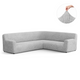 Corner Sofa Slipcover, Comfort Collection – Light Grey, front view | Light Grey