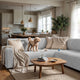Corner Sofa Slipcover, Comfort Collection – Light Grey, interior view with dog | Light Grey