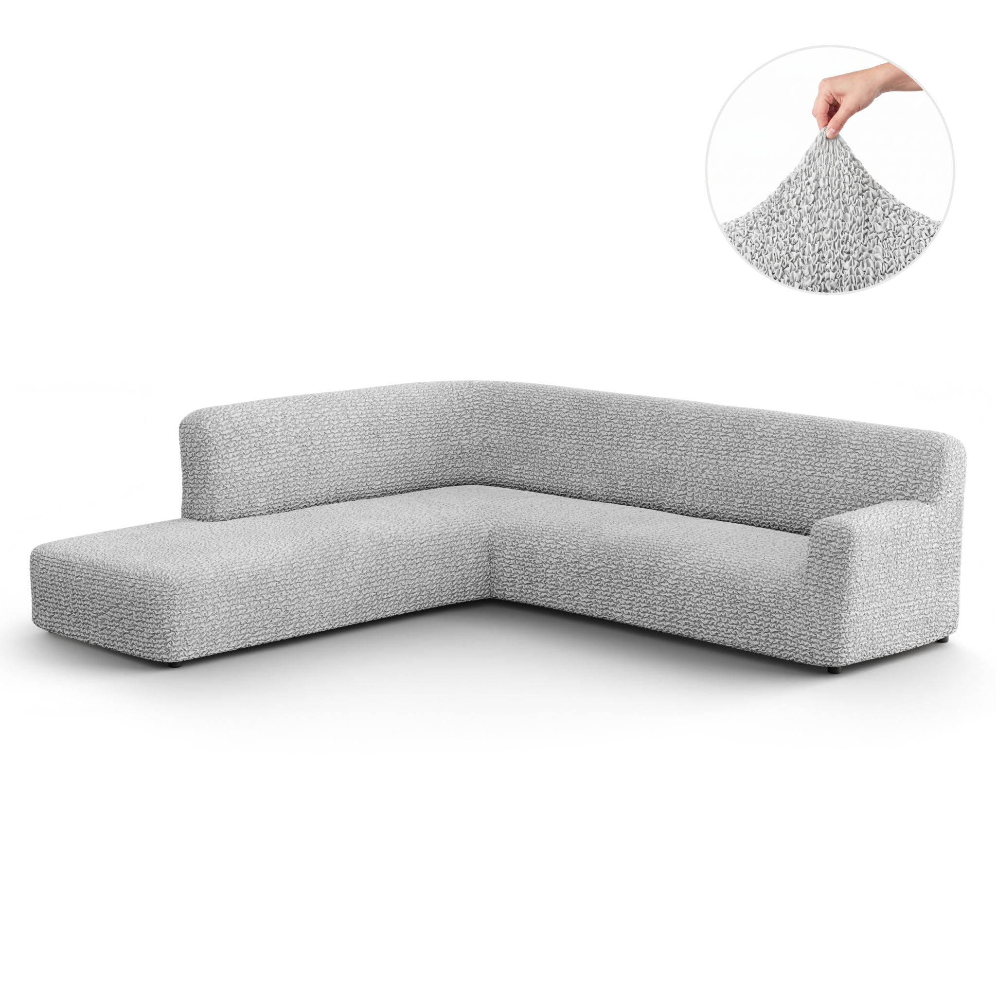 Fullback Support Sectional Sofa Slipcover (Left Chaise), Comfort Collection – Light Grey, front view | Light Grey