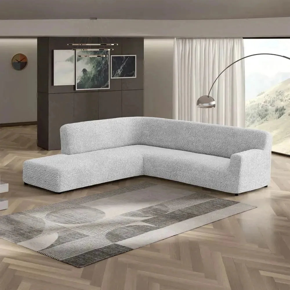 Light Grey Fullback Support Sectional Sofa Slipcover (Left Chaise), Microfibra Collection