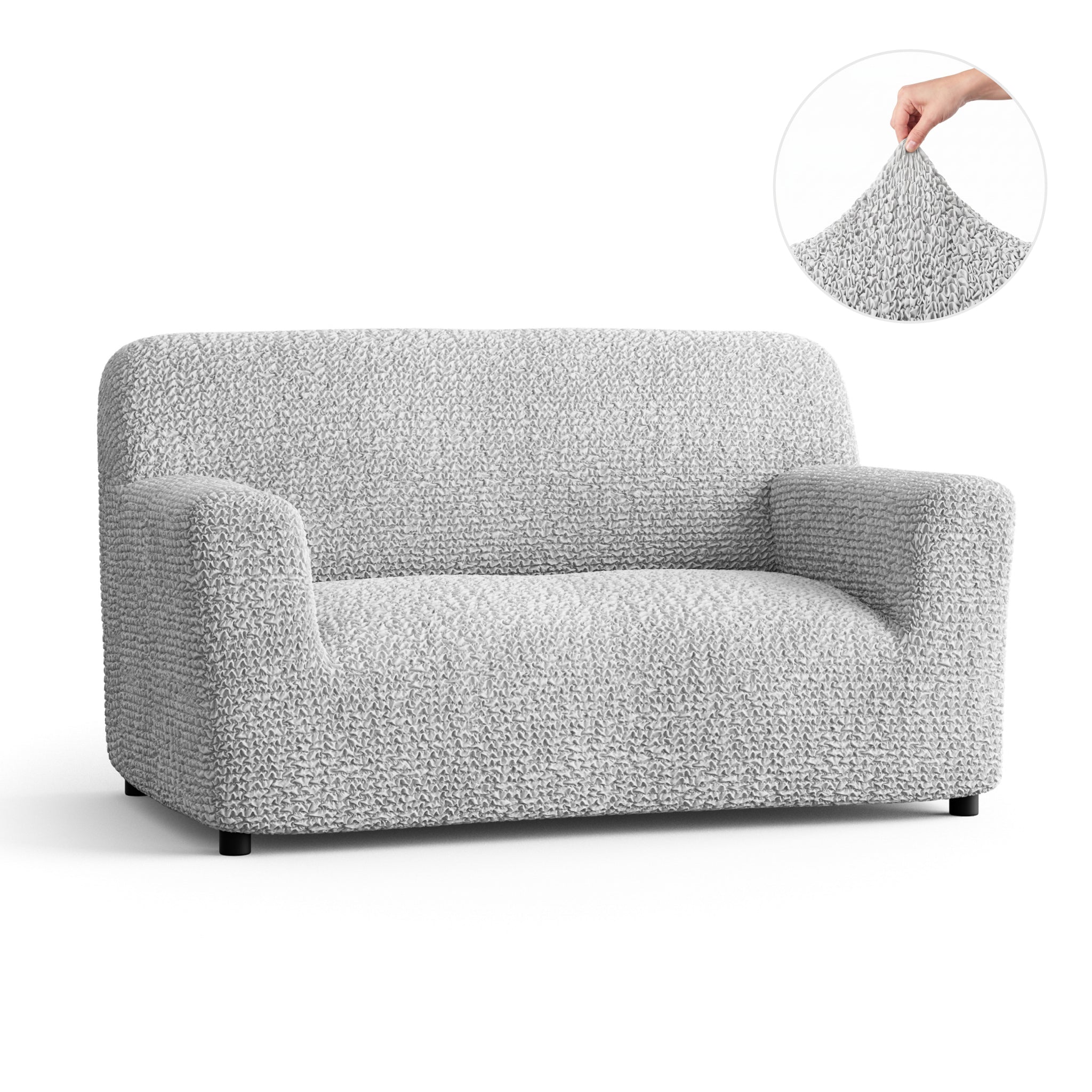 Loveseat 2 Seater Slipcover, Comfort Collection – Light Grey, front view | Light Grey