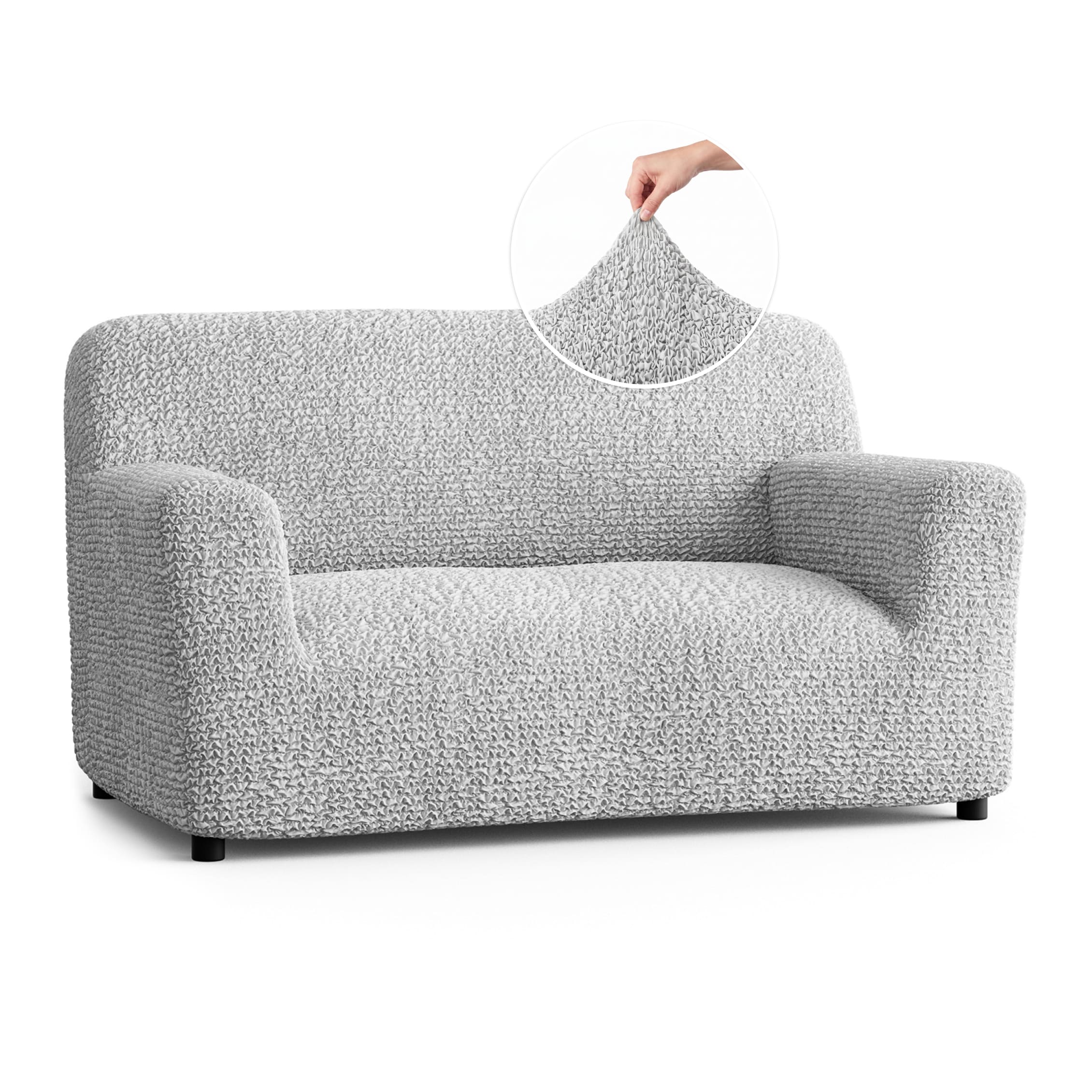 Loveseat 2 Seater Slipcover, Comfort Collection – Light Grey, front view | Light Grey