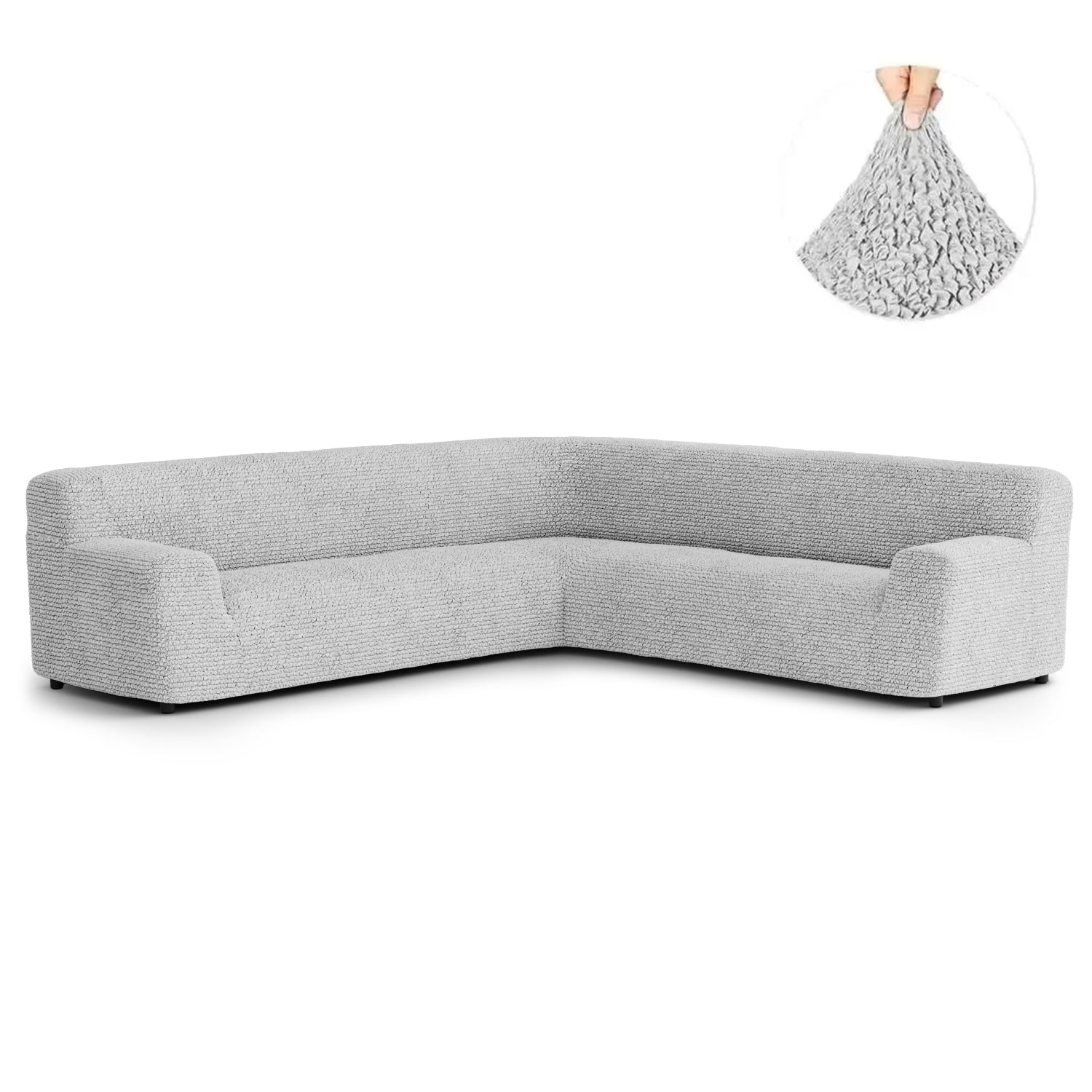 Light Grey Large Corner Sofa Slipcover, Microfibra Collection