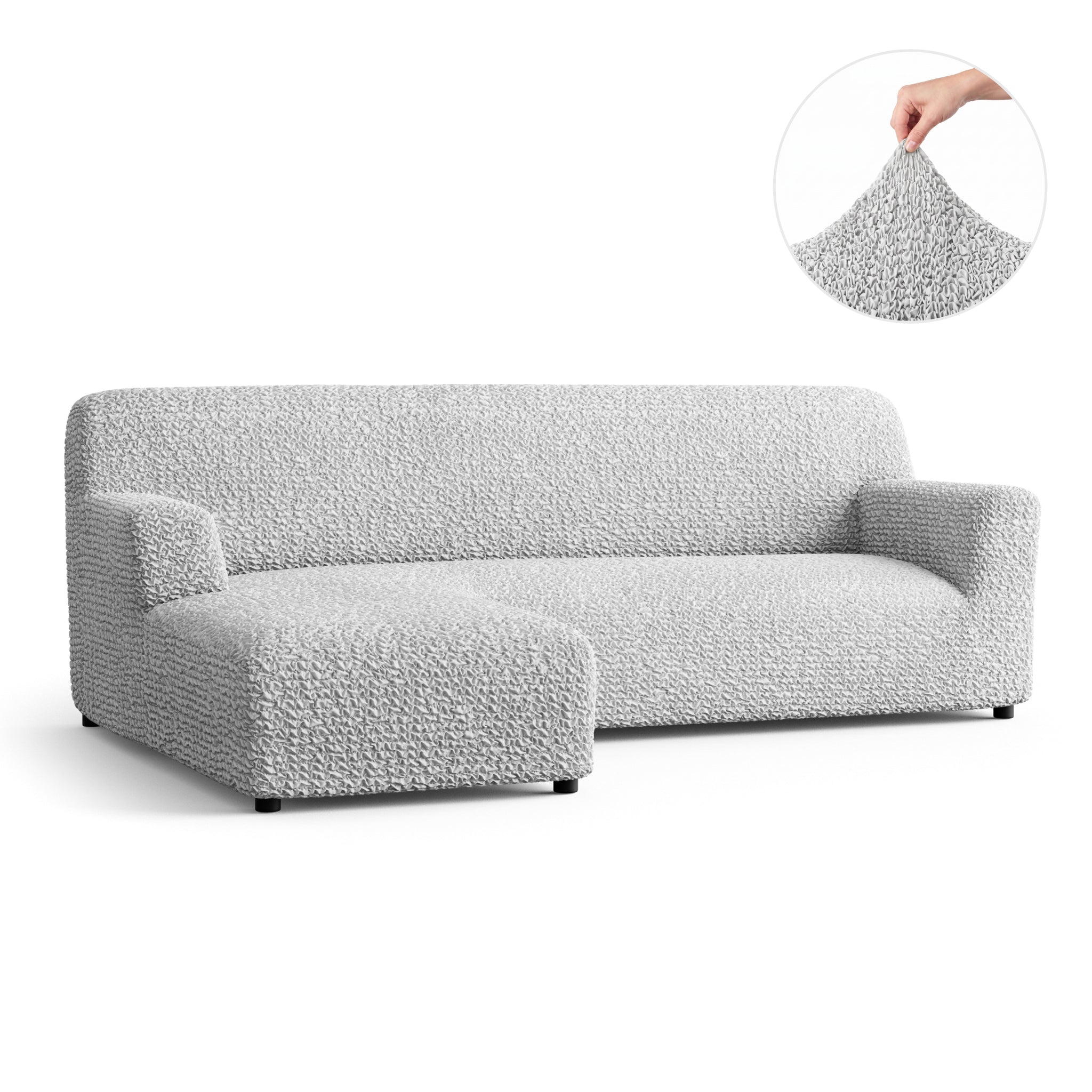 L-Shaped Sofa Slipcover (Left Chaise), Comfort Collection – Light Grey, front view | Light Grey