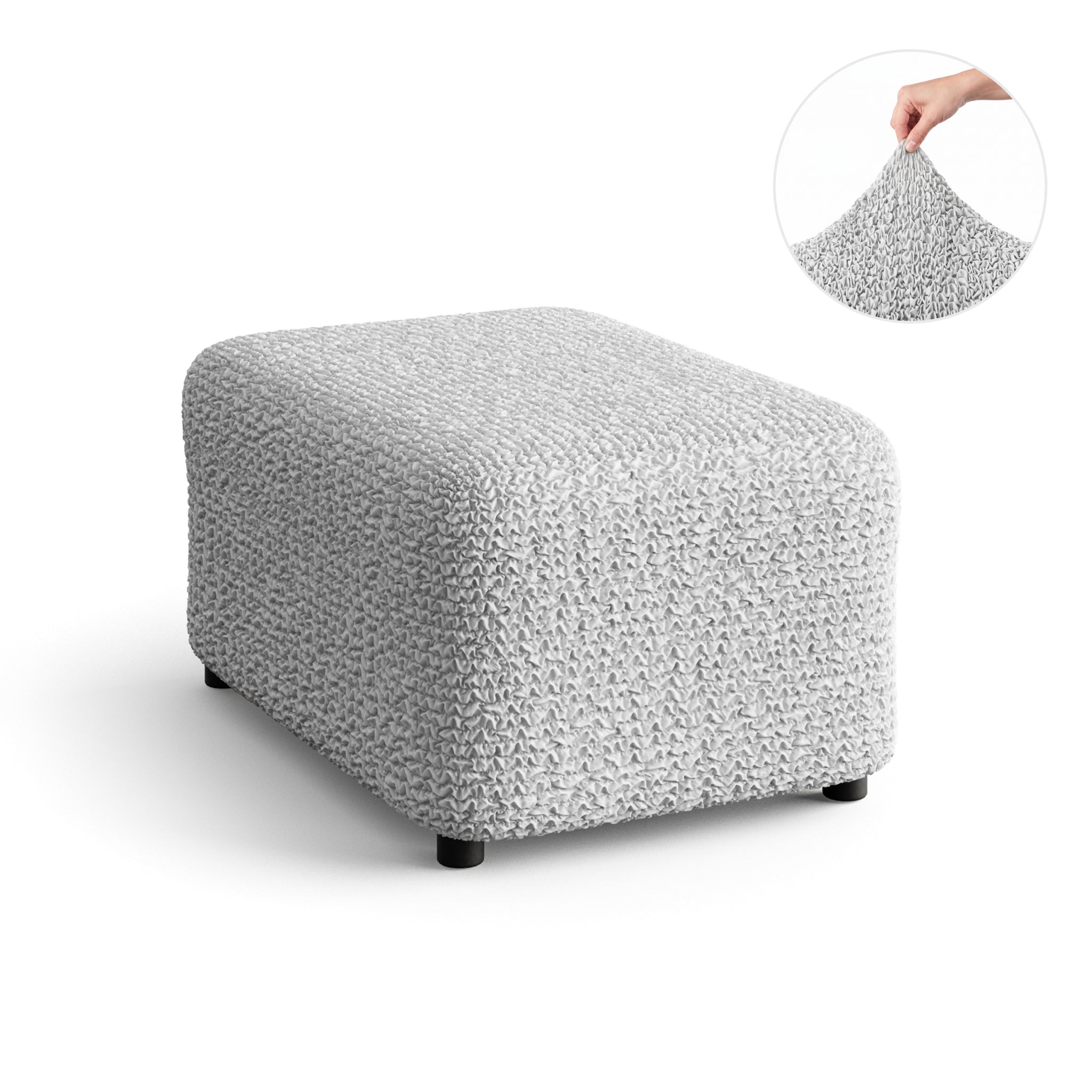 Ottoman Slipcover (Medium), Comfort Collection – Light Grey, detail view | Light Grey