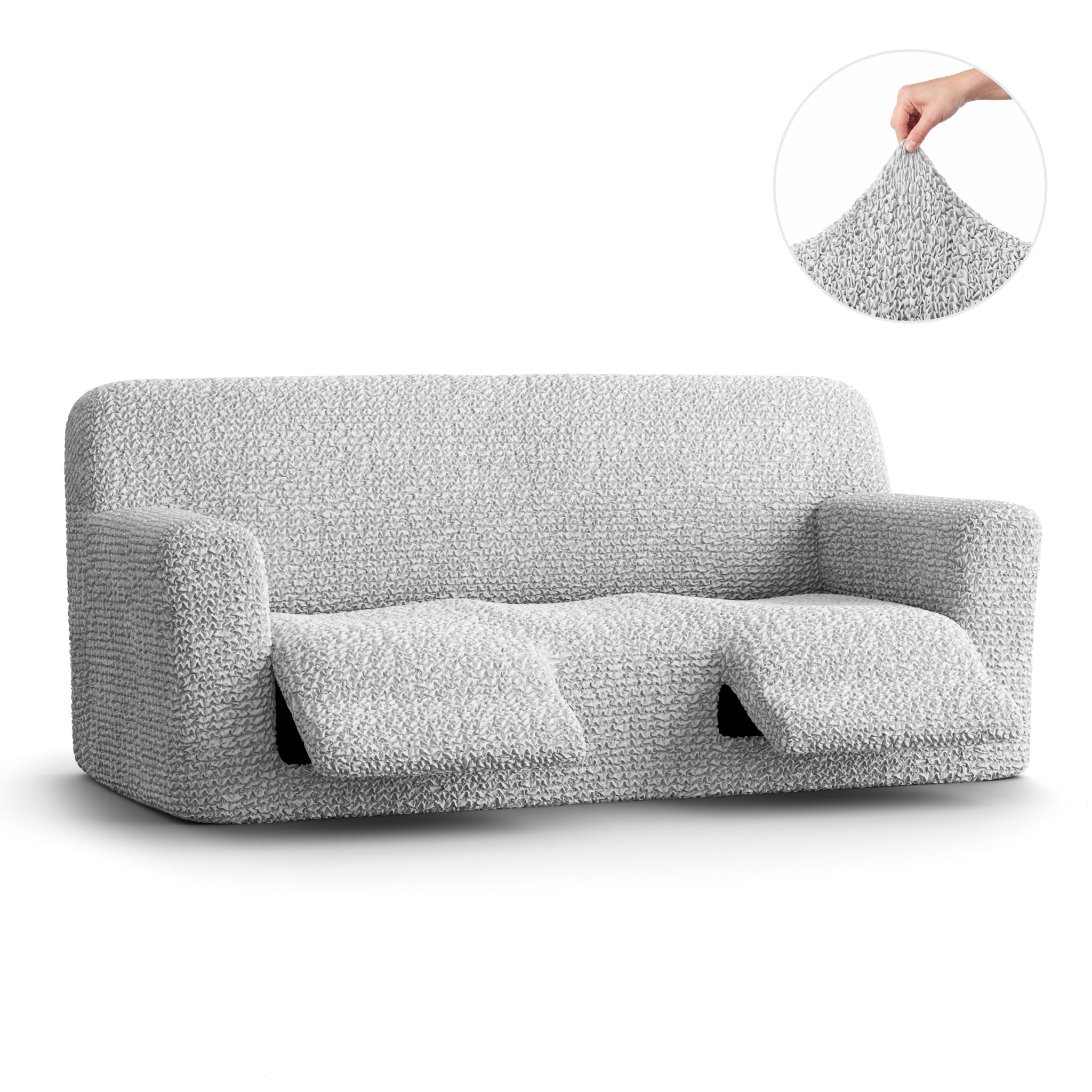 3 Seater Recliner Slipcover, Comfort Collection – Light Grey, front view | Light Grey