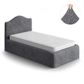 Dark Grey Bed Headboard & Frame Slipcover (Twin), Microfibra Collection