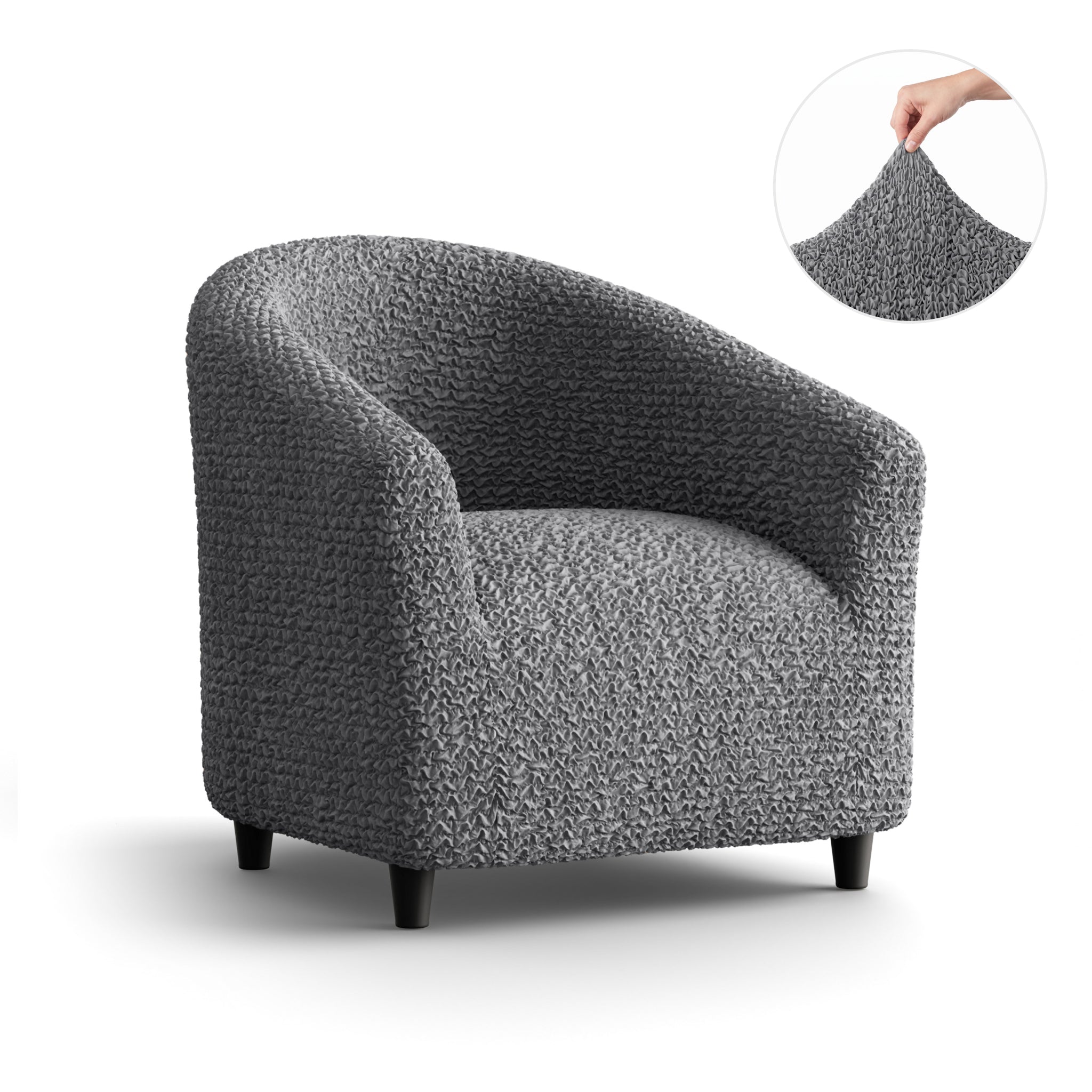 Barrel Chair Slipcover, Comfort Collection – Dark Grey, front view | Dark Grey
