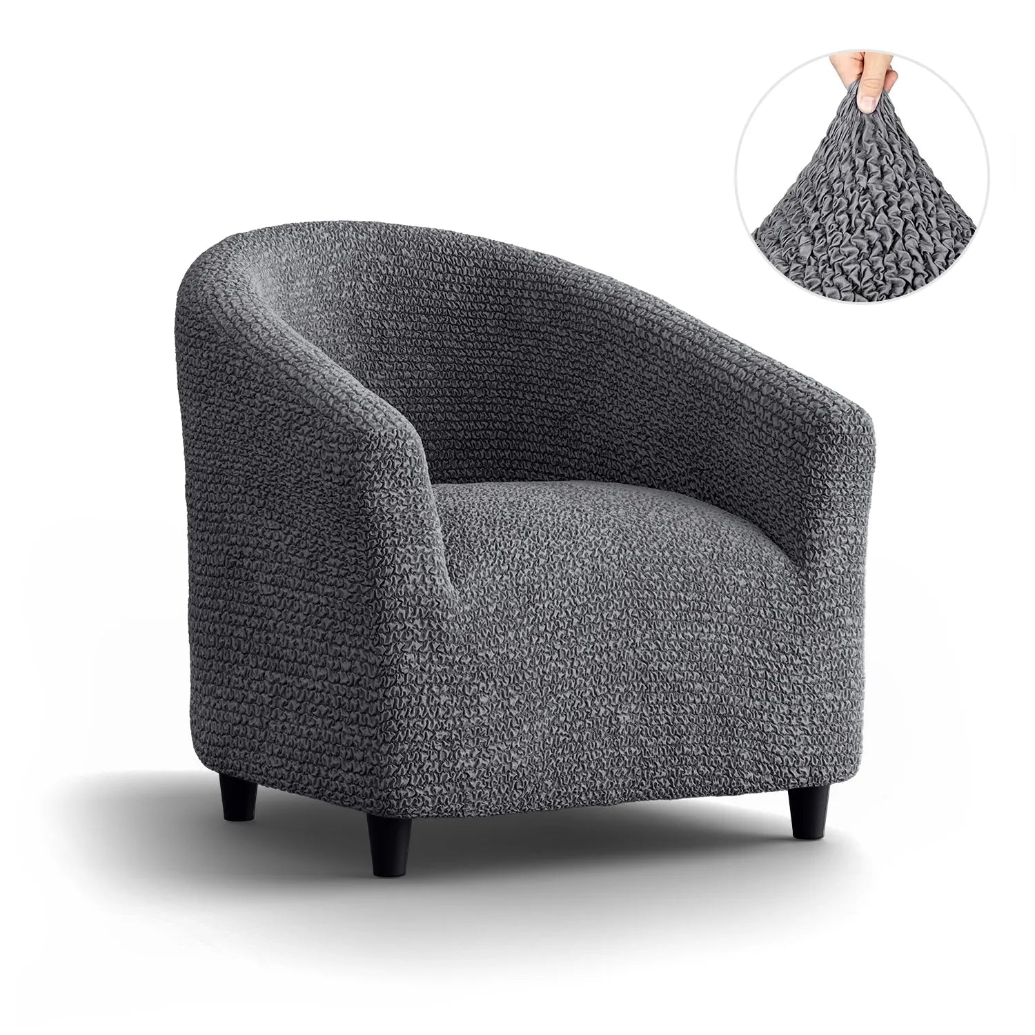 Dark Grey Barrel Chair Slipcover, Microfibra Collection