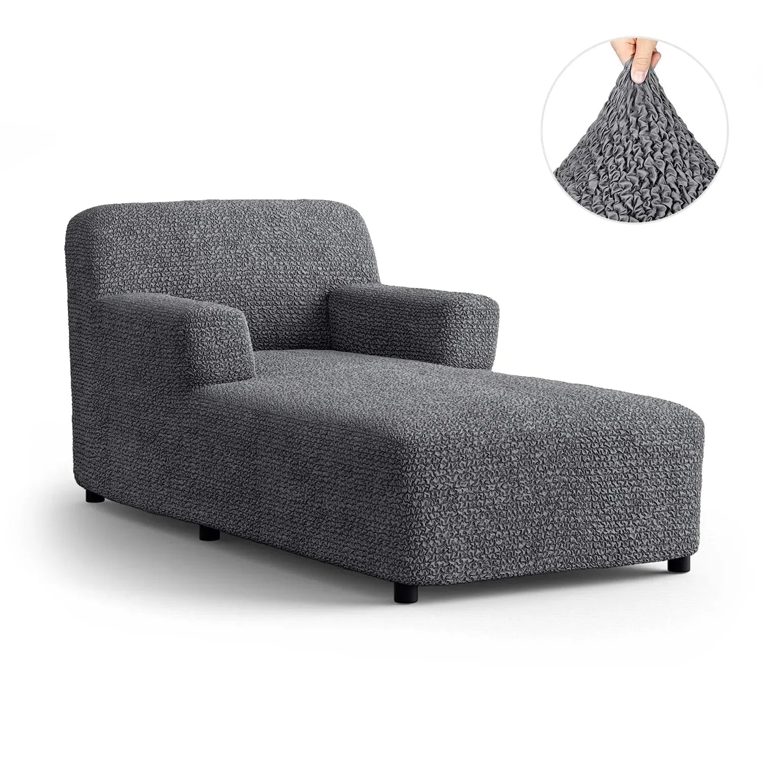 Dark Grey Chaise Lounge Slipcover, Microfibra Collection