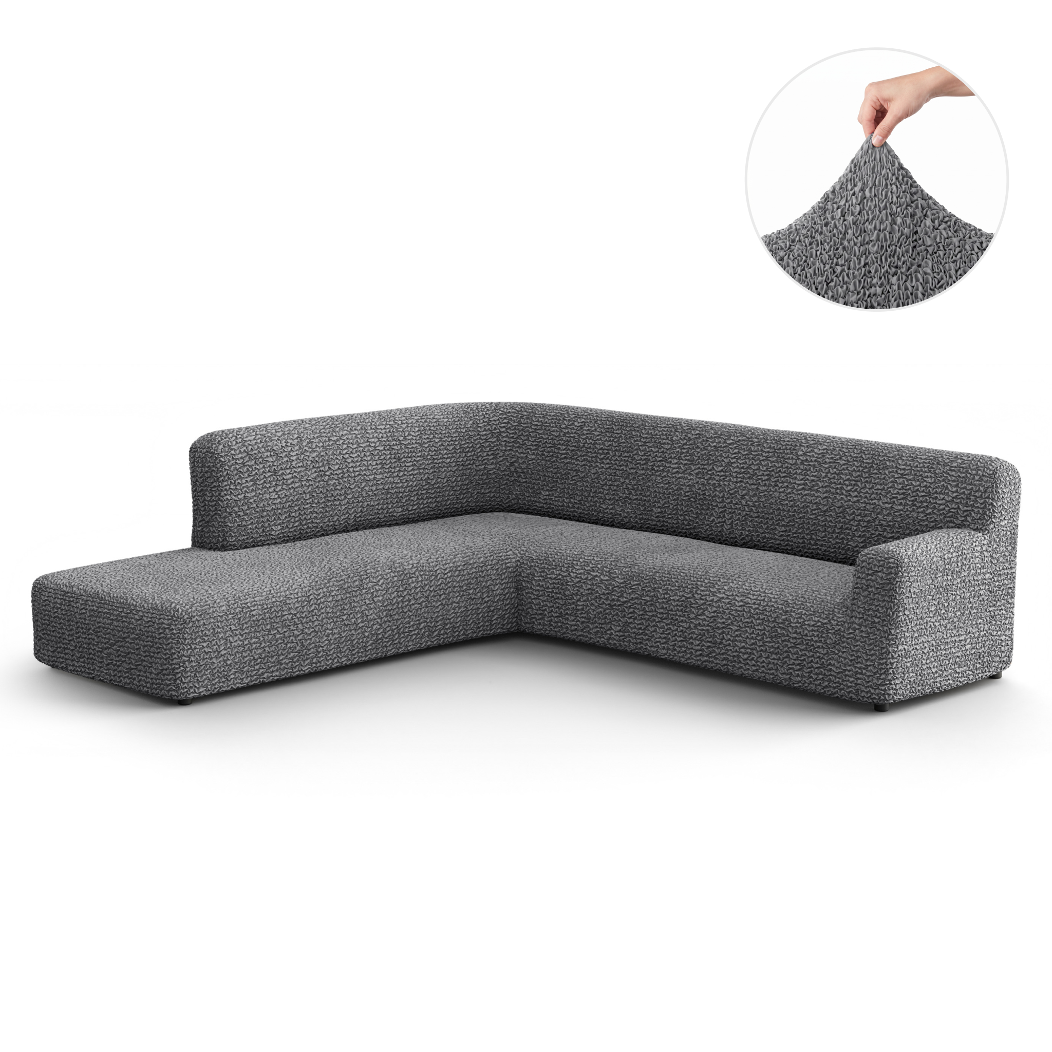 Fullback Support Sectional Sofa Slipcover (Left Chaise), Comfort Collection – Dark Grey, front view | Dark Grey