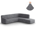 Dark Grey Fullback Support Sectional Sofa Slipcover (Right Chaise), Microfibra Collection