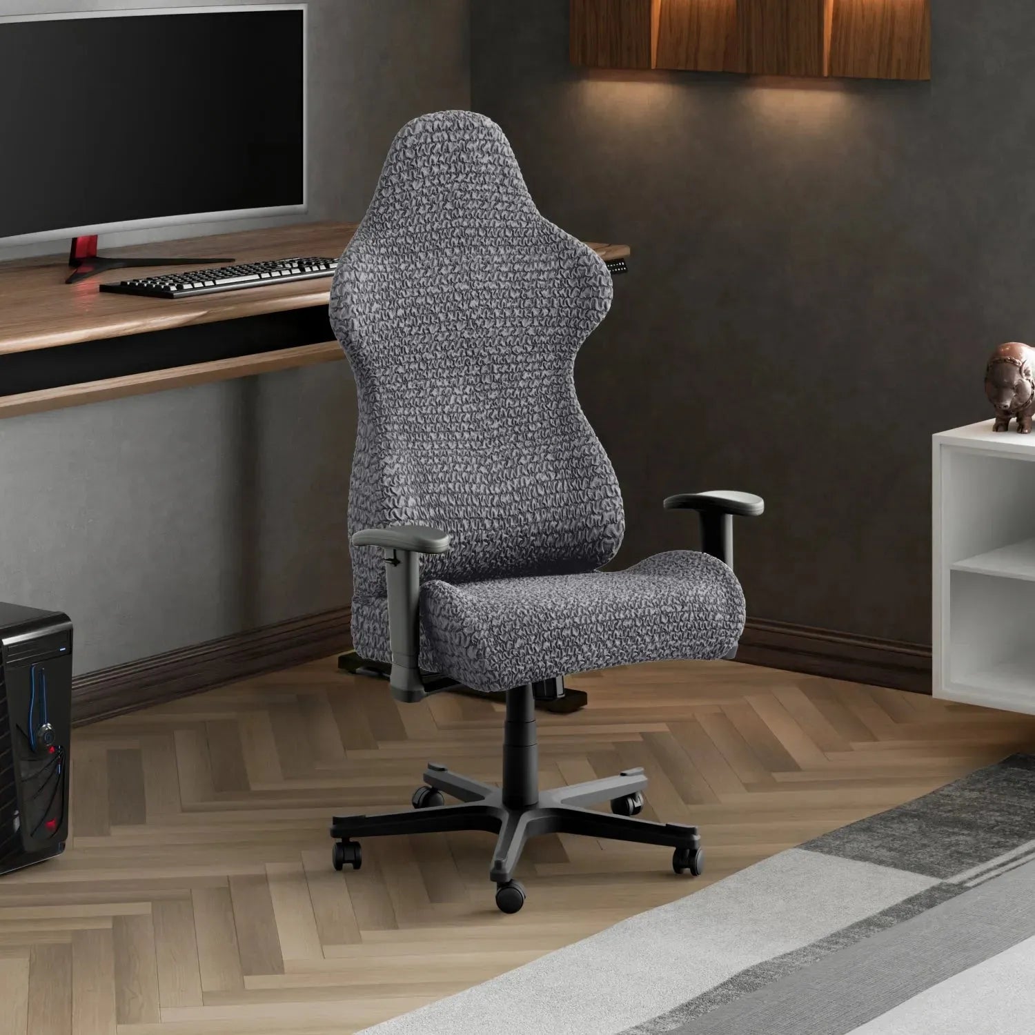 Dark Grey Office / Gaming Chair Slipcover, Microfibra Collection