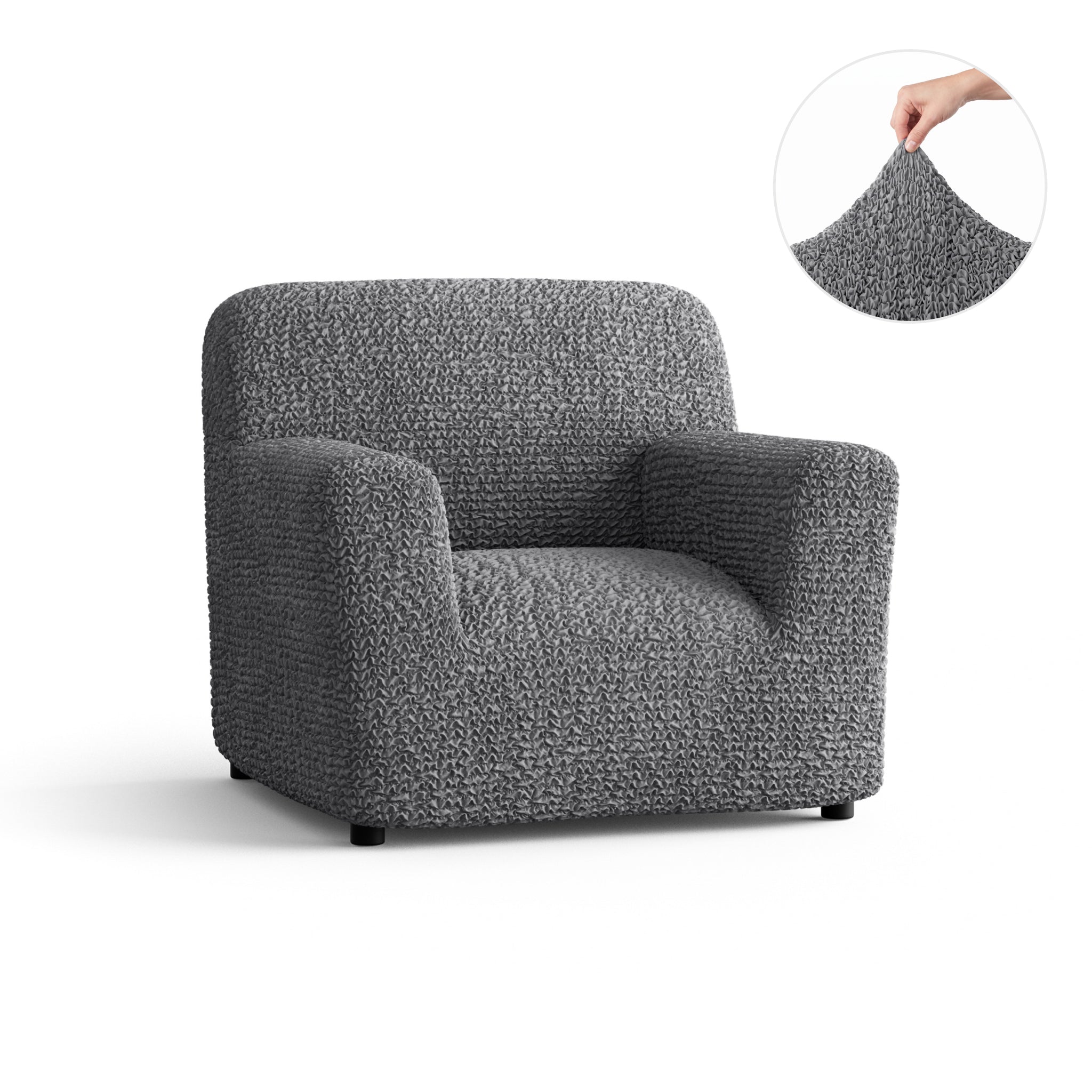 Armchair Slipcover, Comfort Collection – Dark Grey, front view | Dark Grey
