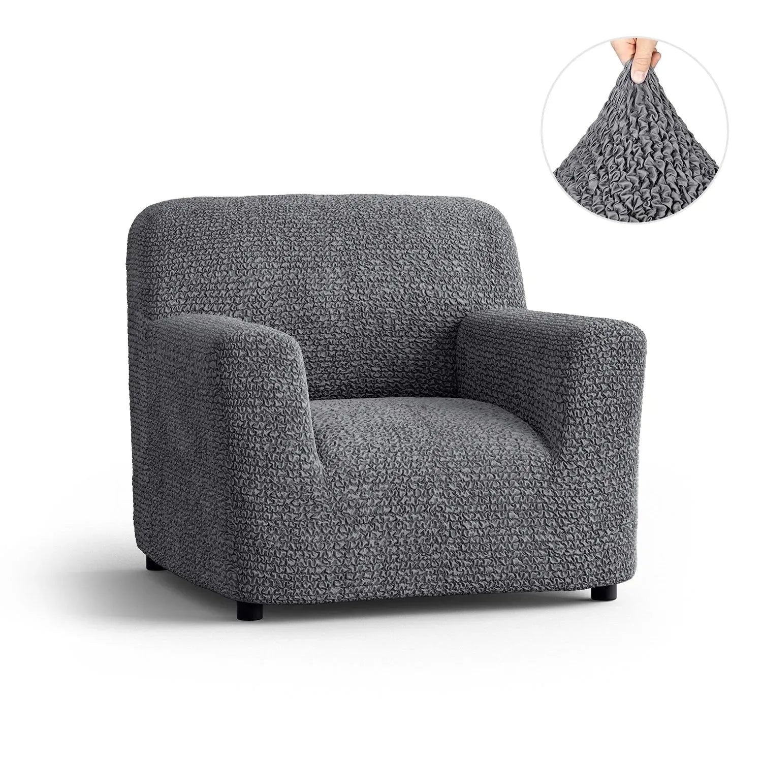 Dark Grey Armchair Slipcover, Microfibra Collection