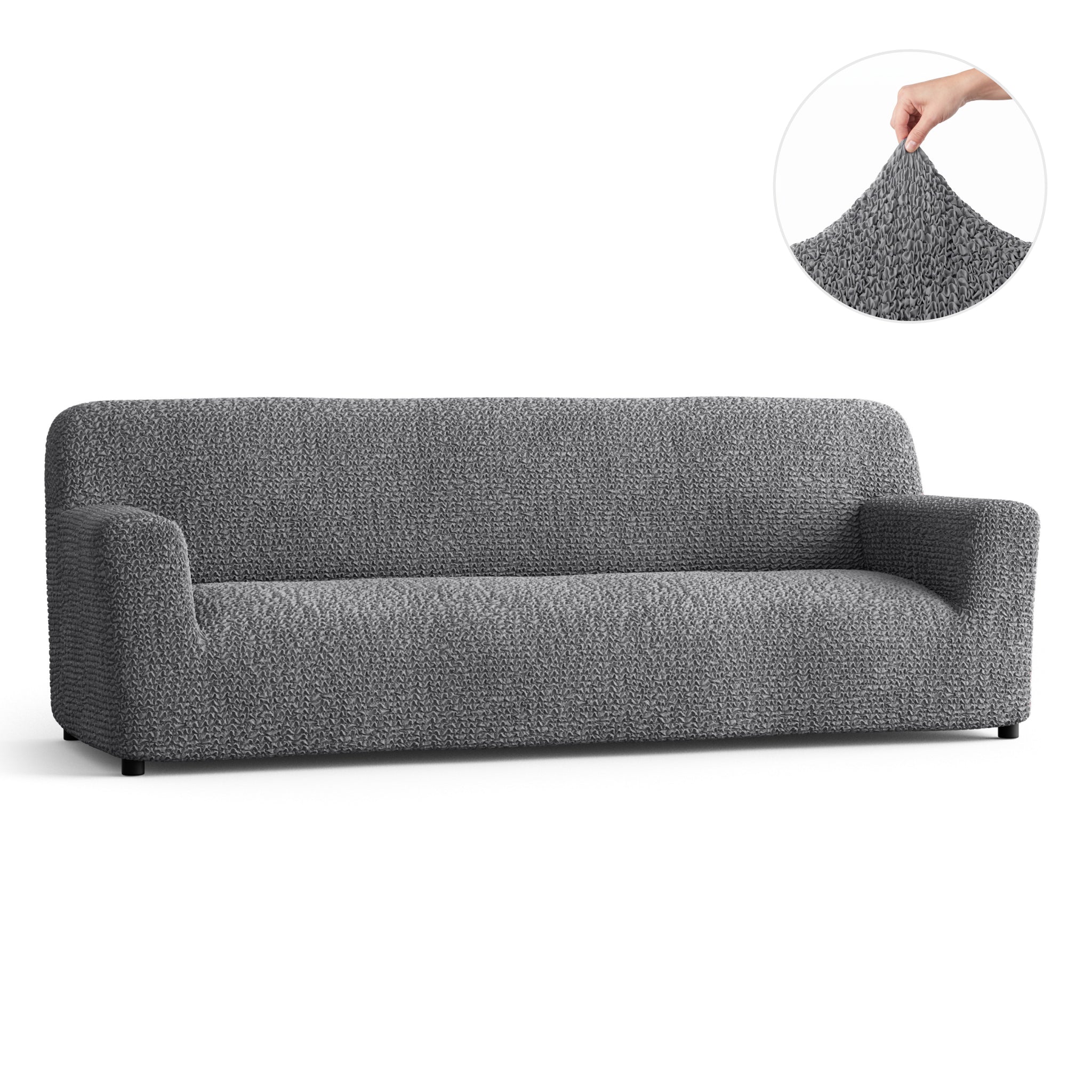 Sofa 4 Seater Slipcover, Comfort Collection – Dark Grey, front view | Dark Grey