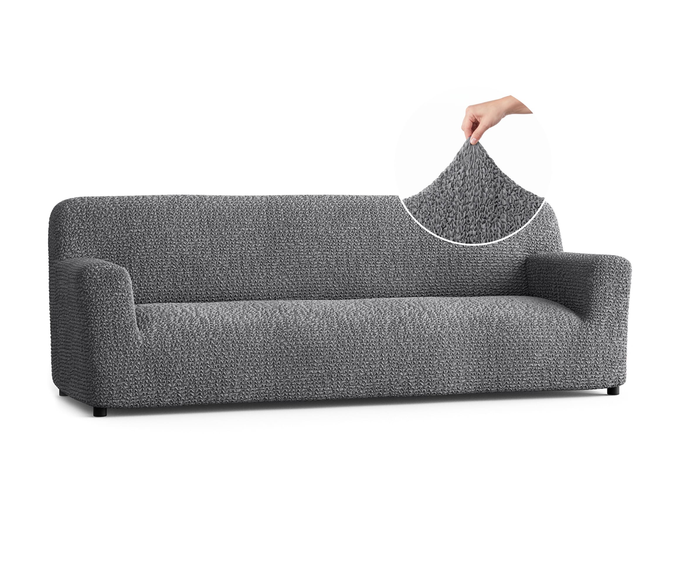 Sofa 4 Seater Slipcover, Comfort Collection – Dark Grey, front view | Dark Grey
