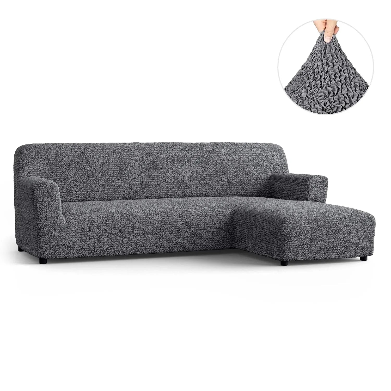 Dark Grey L-Shaped Sofa Slipcover (Right Chaise), Microfibra Collection