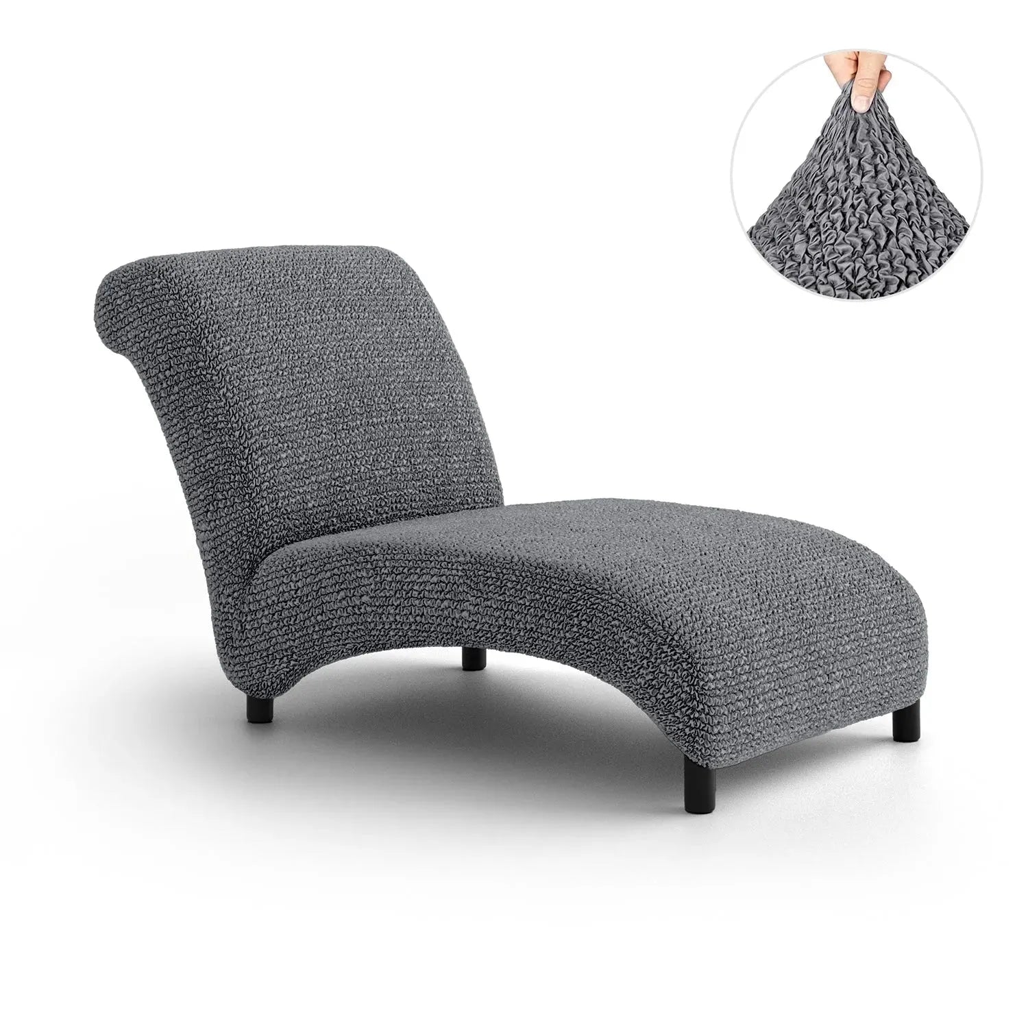 Dark Grey Armless Chaise Lounge Slipcover, Microfibra Collection