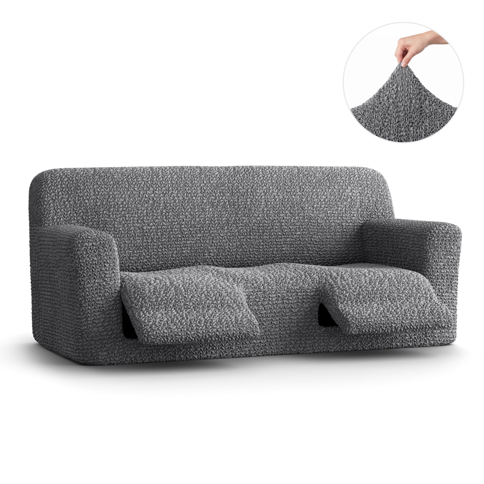 3 Seater Recliner Slipcover, Comfort Collection – Dark Grey, front view | Dark Grey
