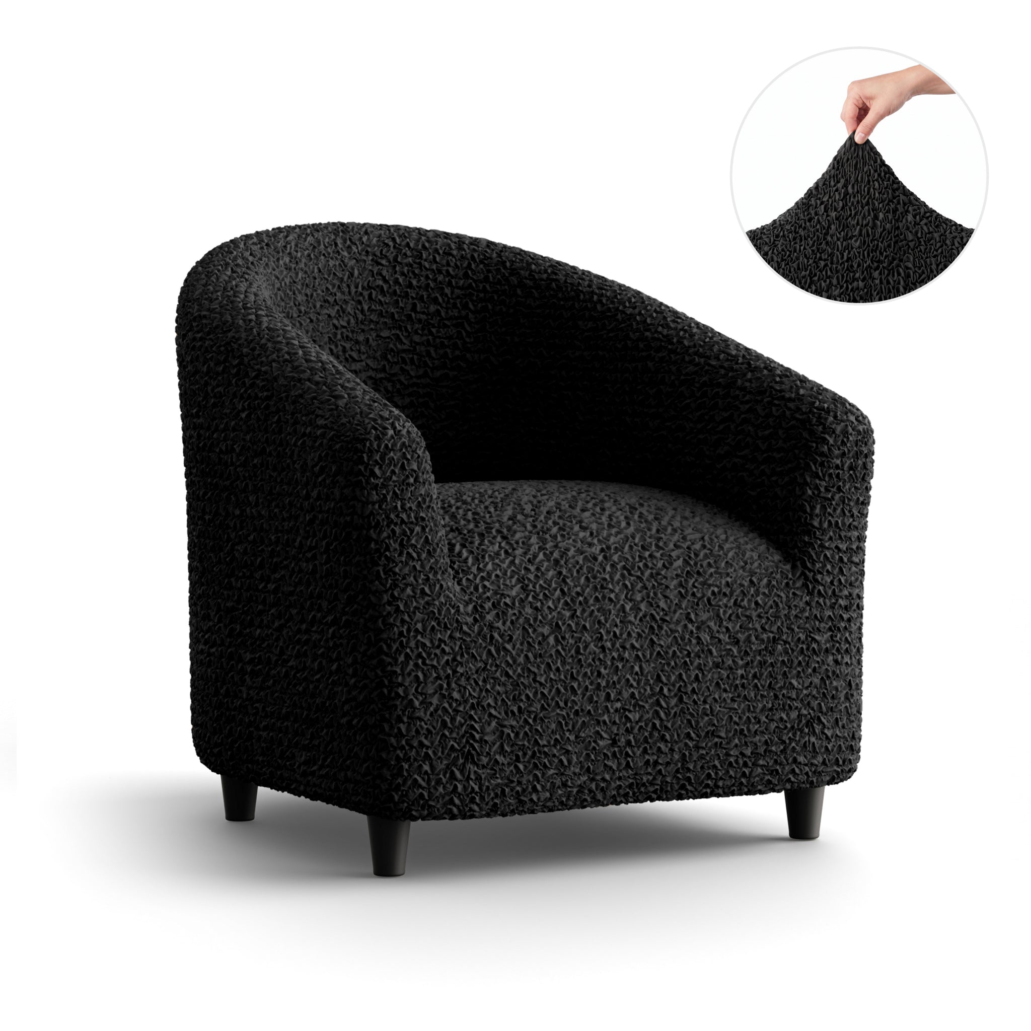Barrel Chair Slipcover, Comfort Collection – Black, front view | Black