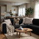 Corner Sofa Slipcover, Comfort Collection – Black, interior view with dog | Black