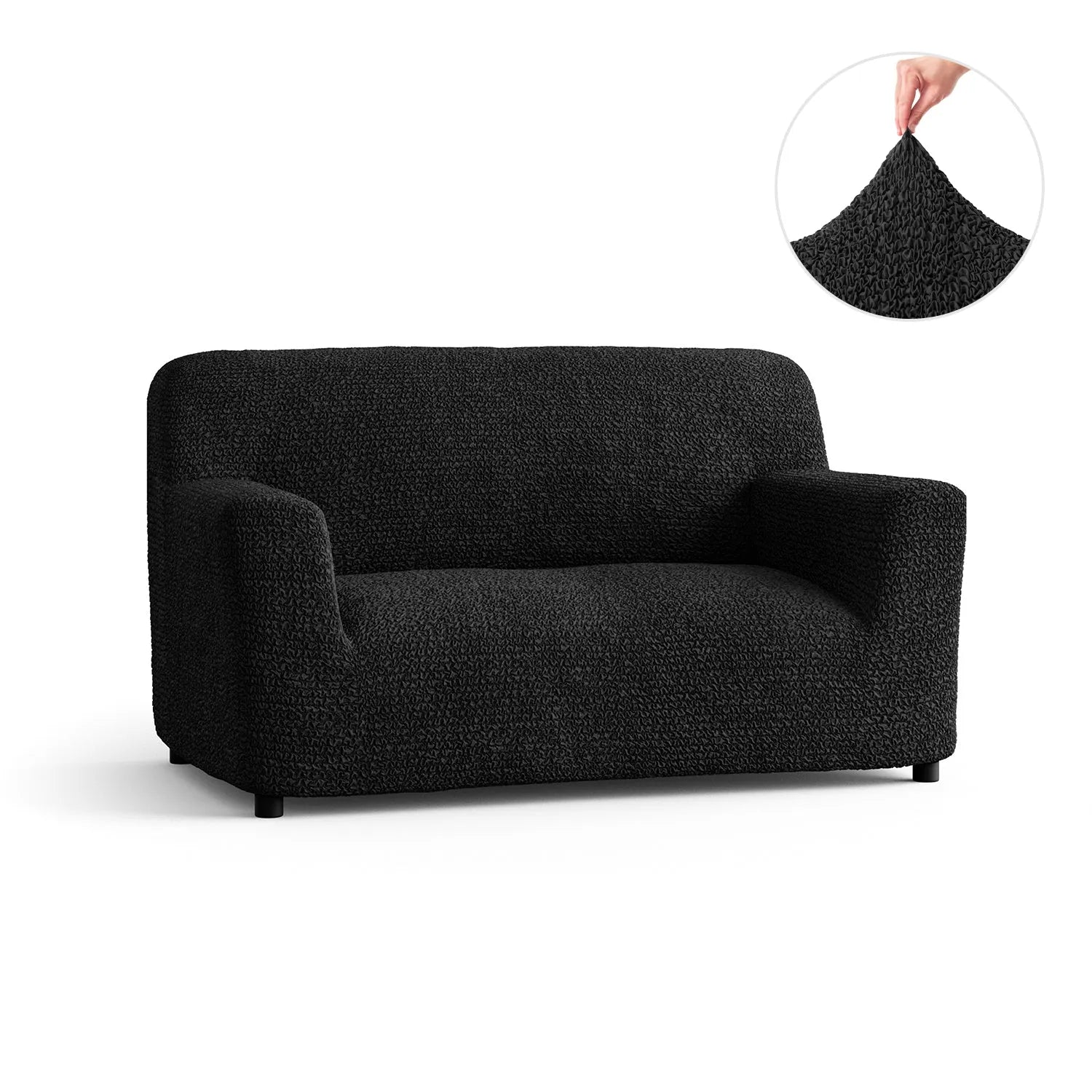 Black Loveseat 2 Seater Slipcover, Microfibra Collection