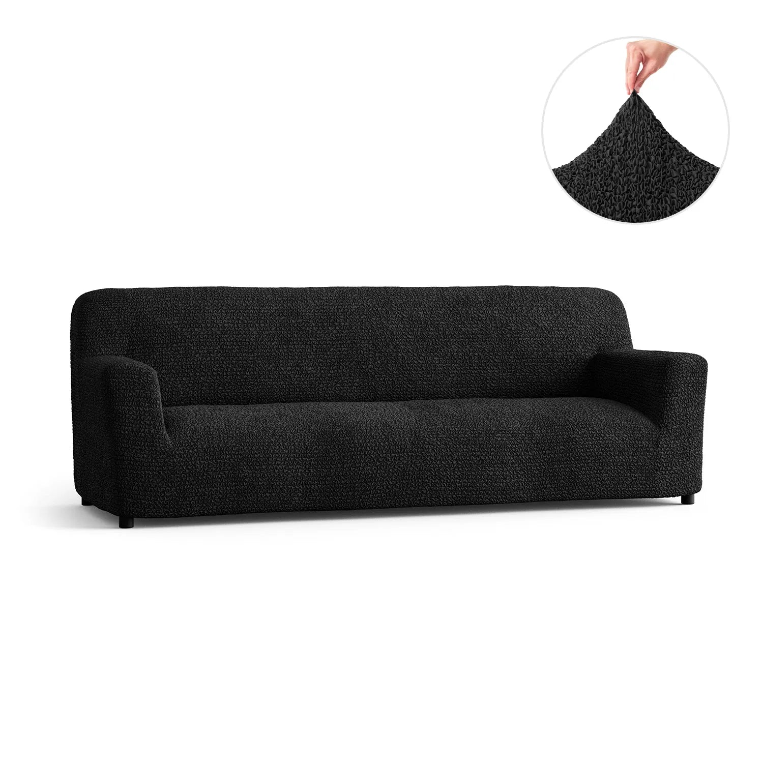 Black Sofa 4 Seater Slipcover, Microfibra Collection