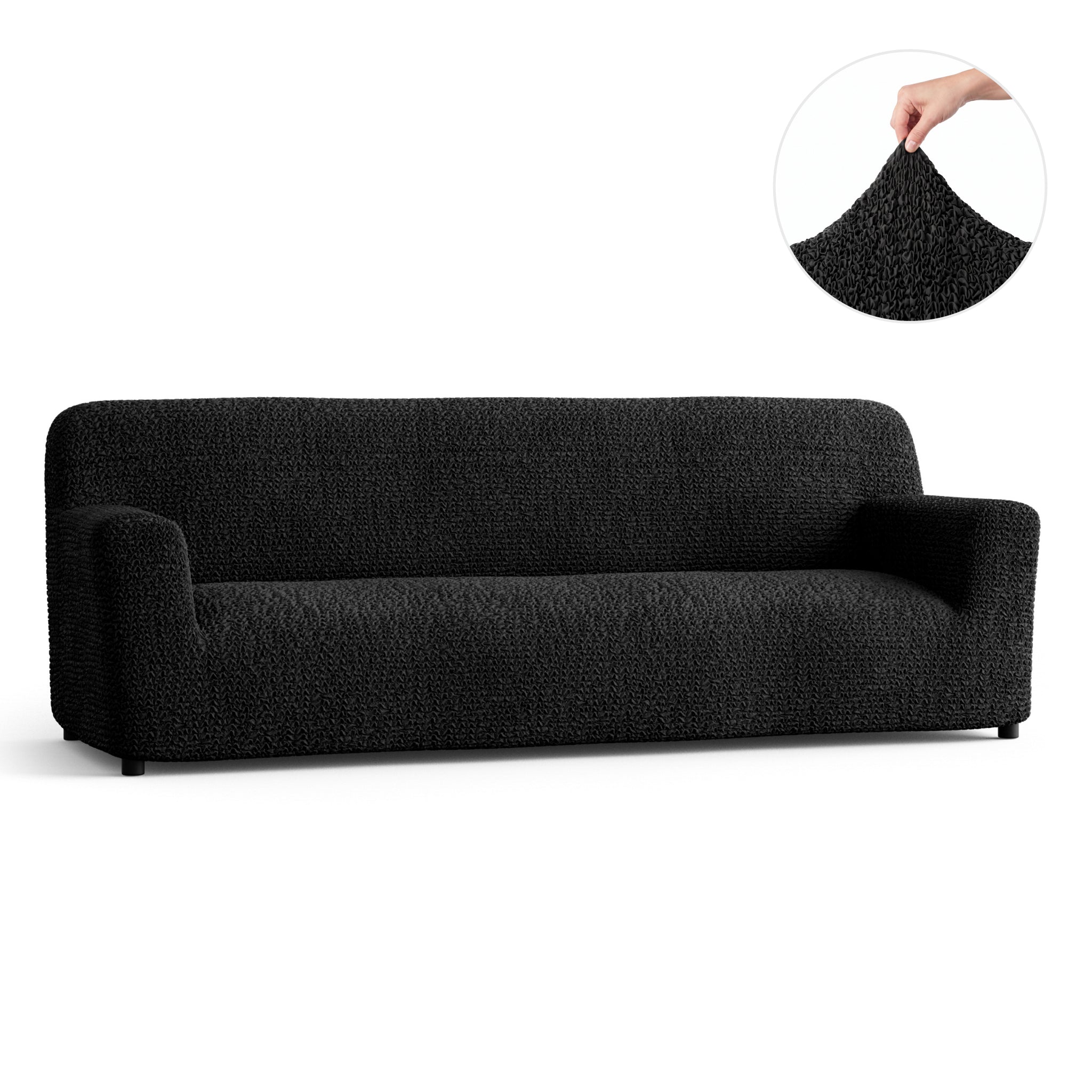Sofa 4 Seater Slipcover, Comfort Collection – Black, front view | Black