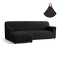 Black L-Shaped Sofa Slipcover (Left Chaise), Microfibra Collection
