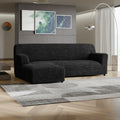 Black L-Shaped Sofa Slipcover (Left Chaise), Microfibra Collection