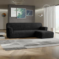Black L-Shaped Sofa Slipcover (Right Chaise), Microfibra Collection