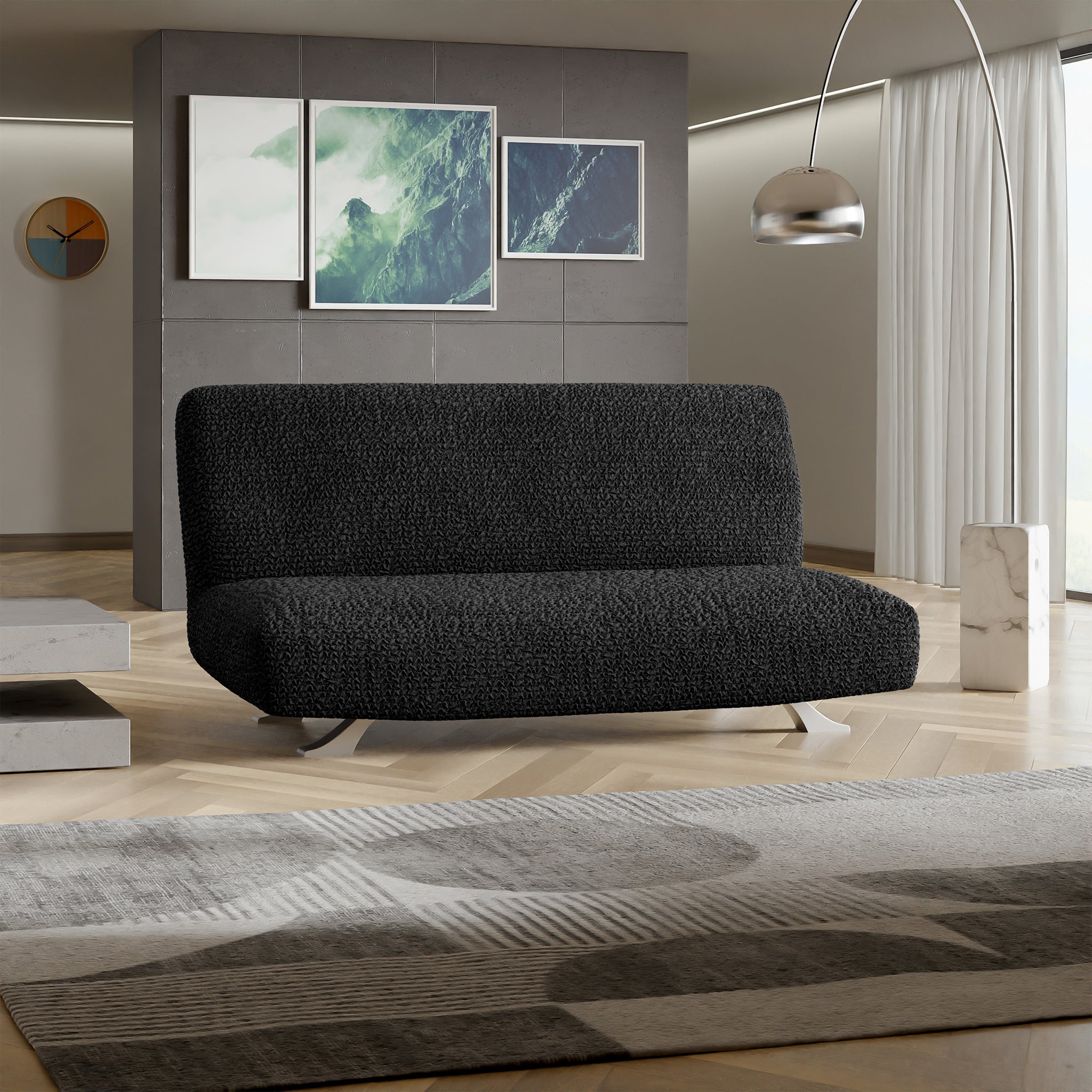 Futon Slipcover, Comfort Collection – Black, detail view | Black