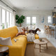 L-Shaped Sofa Slipcover (Right Chaise), Comfort Collection – Mango, interior view with dog | Mango