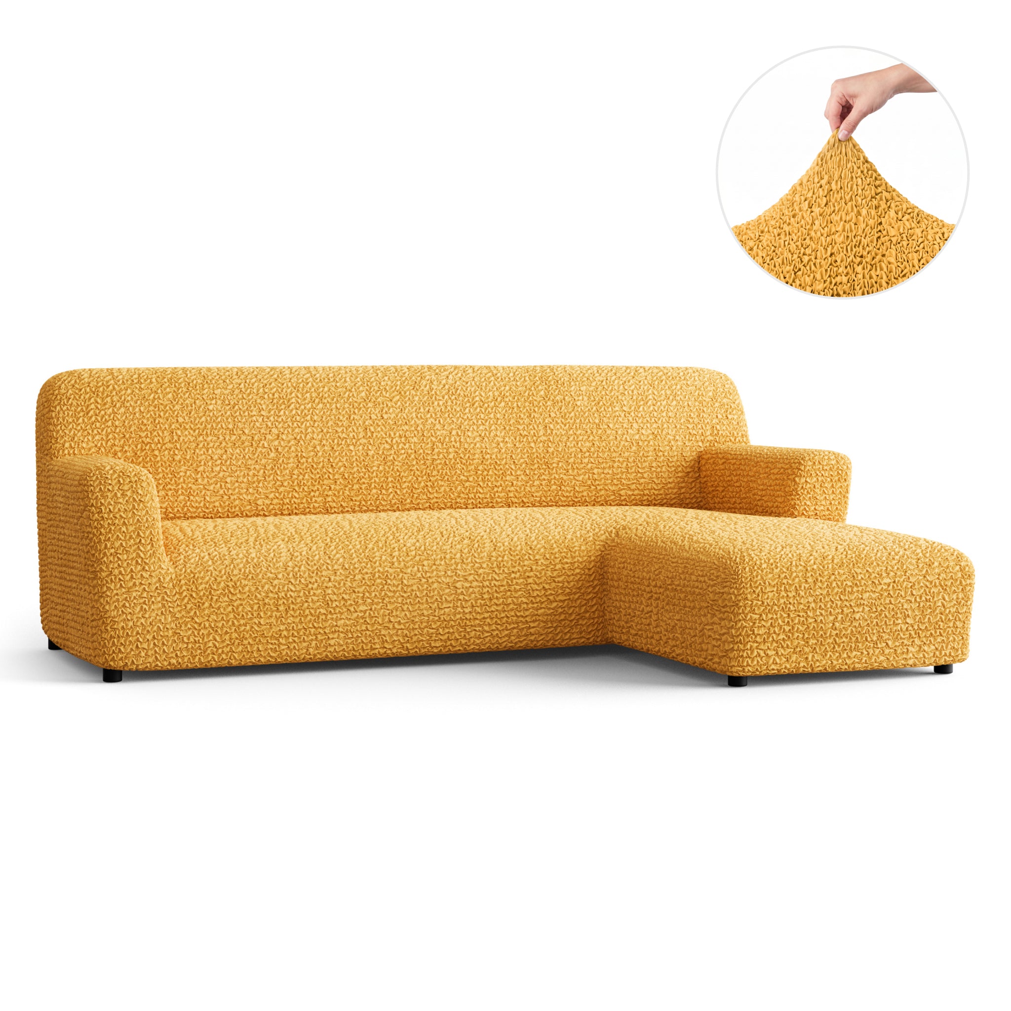 L-Shaped Sofa Slipcover (Right Chaise), Comfort Collection – Mango, front view | Mango