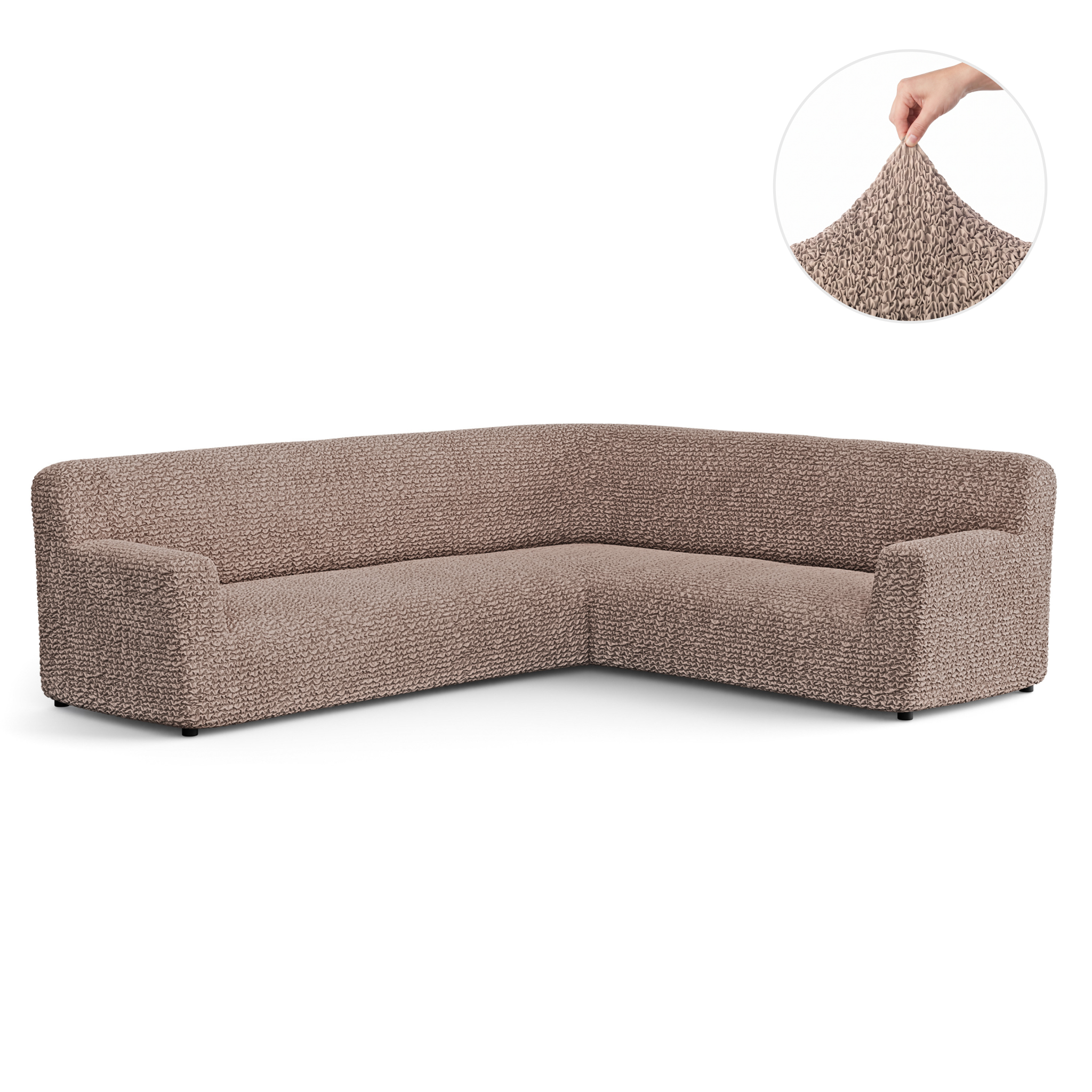 Corner Sofa Slipcover, Comfort Collection – Soft Taupe, front view | Soft Taupe