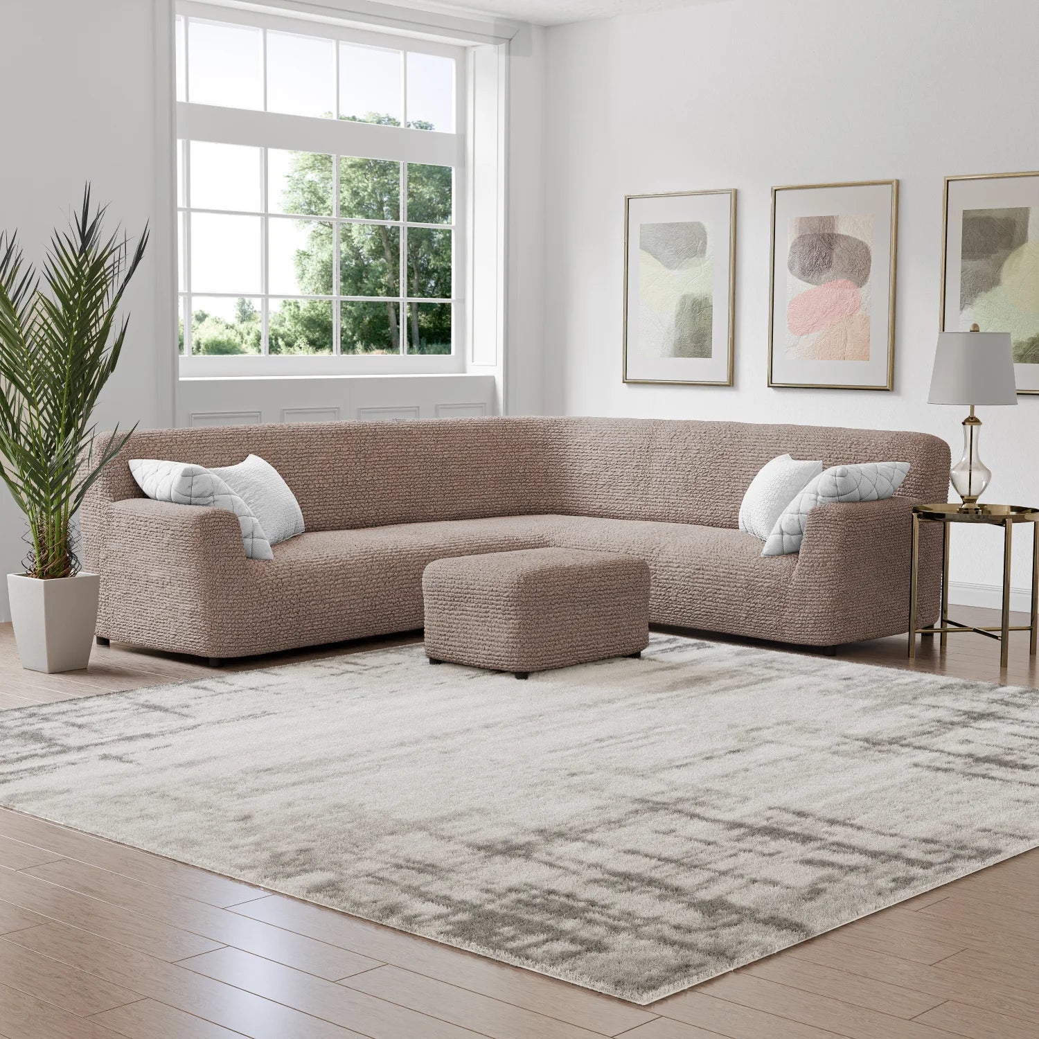 Marsala Corner Sofa Slipcover, Microfibra Collection