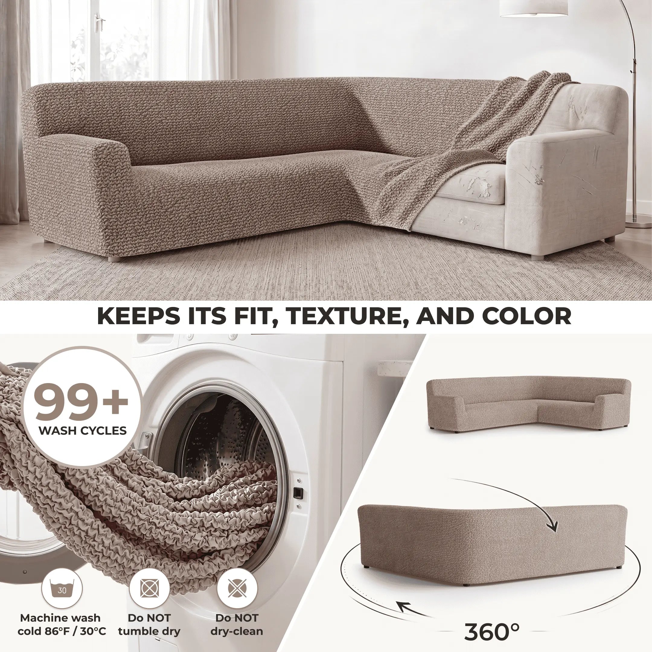 Corner Sofa Slipcover, Comfort Collection – Soft Taupe, color swatch | Soft Taupe
