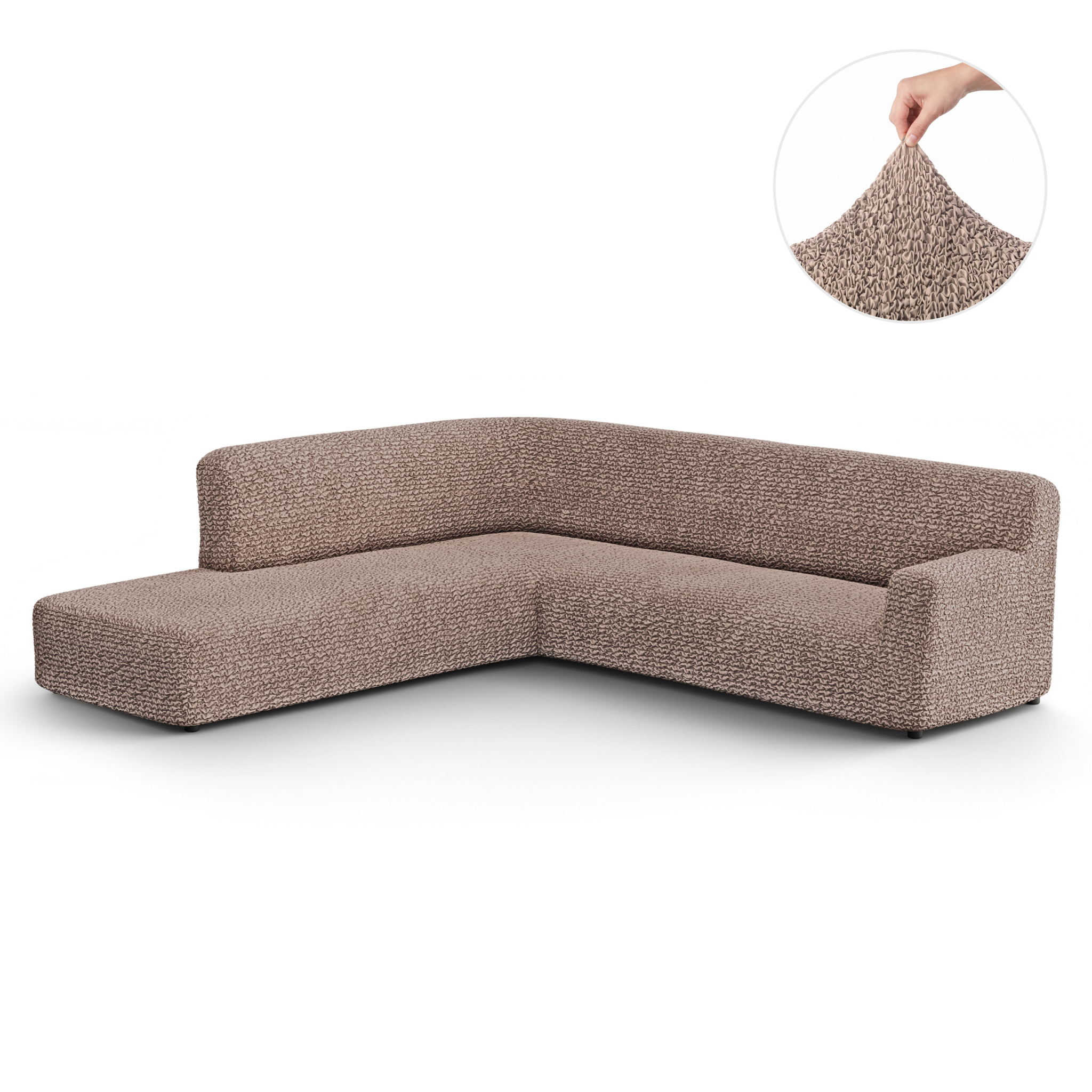 Fullback Support Sectional Sofa Slipcover (Left Chaise), Comfort Collection – Soft Taupe, front view | Soft Taupe
