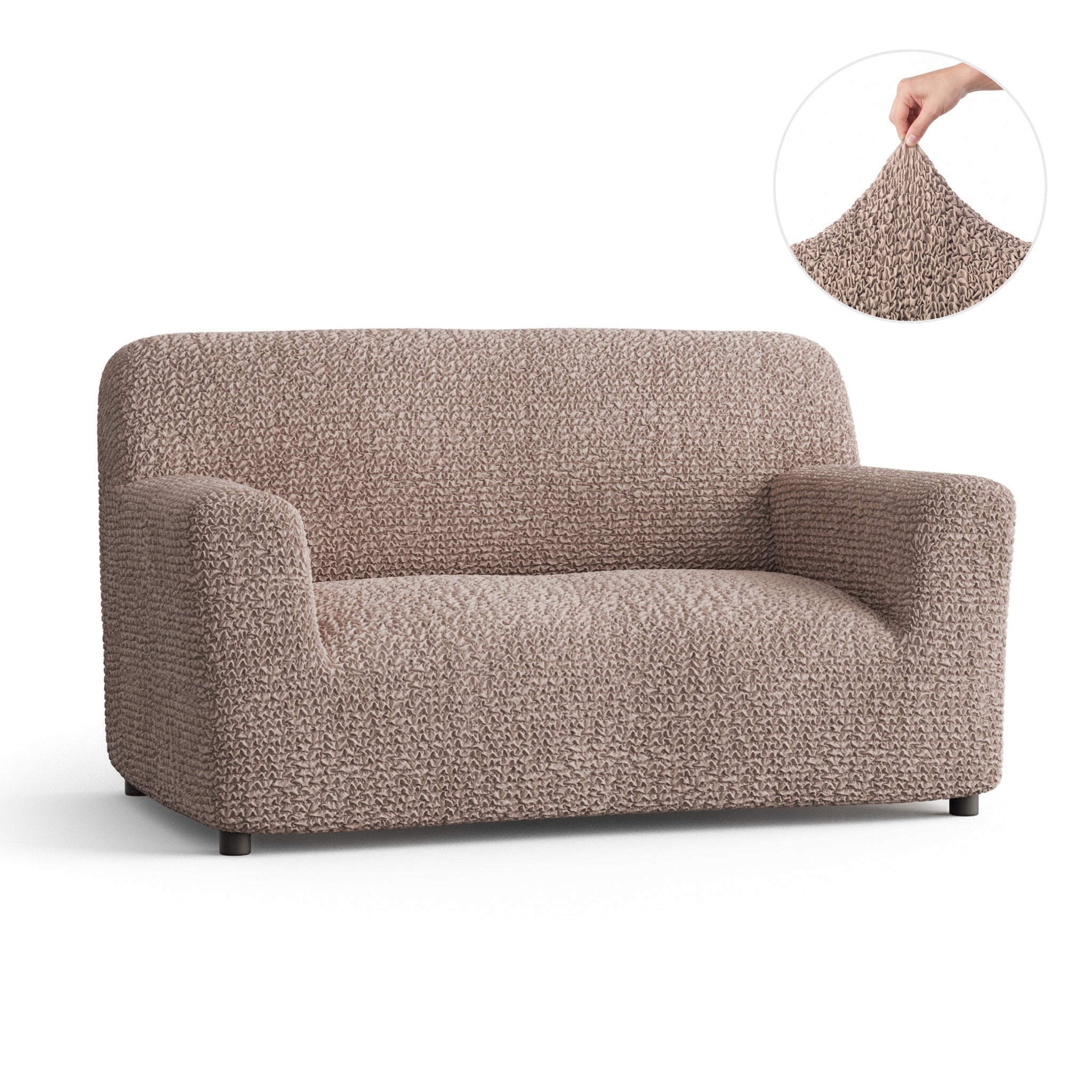 Loveseat 2 Seater Slipcover, Comfort Collection – Soft Taupe, front view | Soft Taupe
